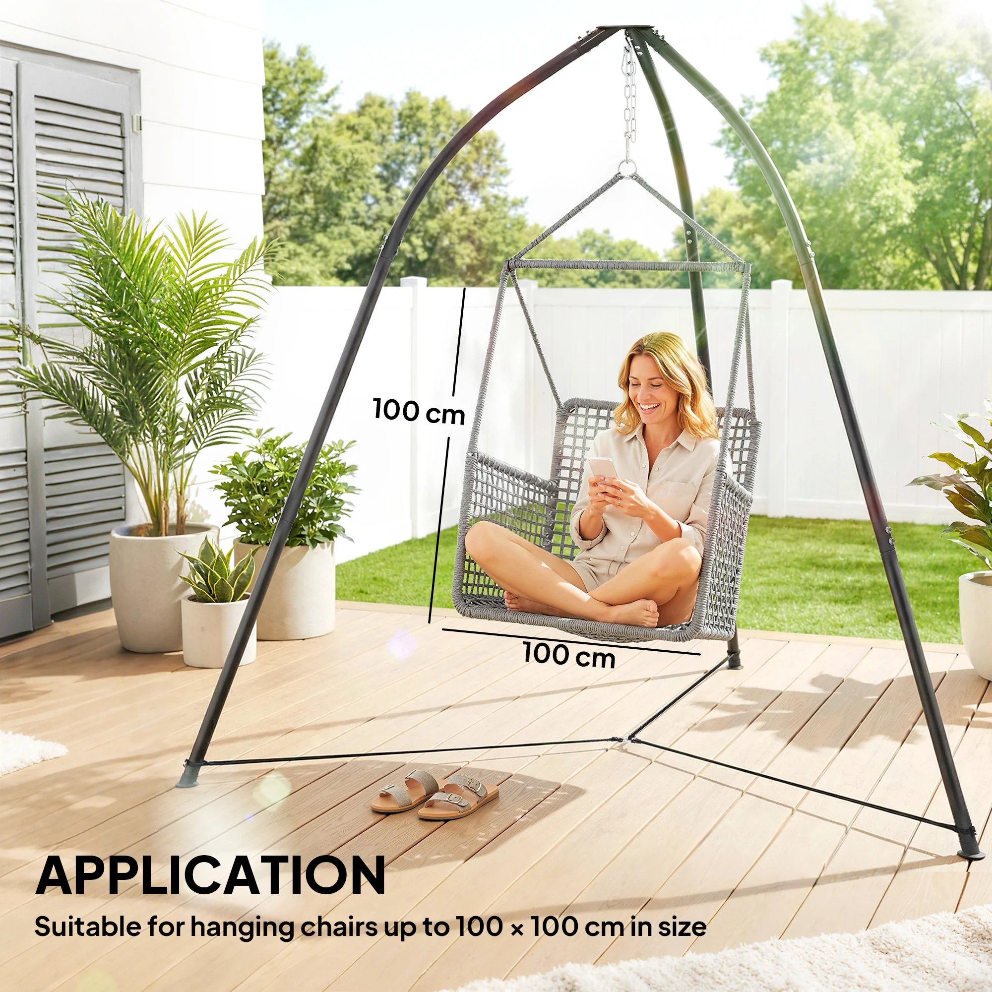 Outsunny Hammock Stand Adjustable Height, for Patio, Garden, Black - Image 6