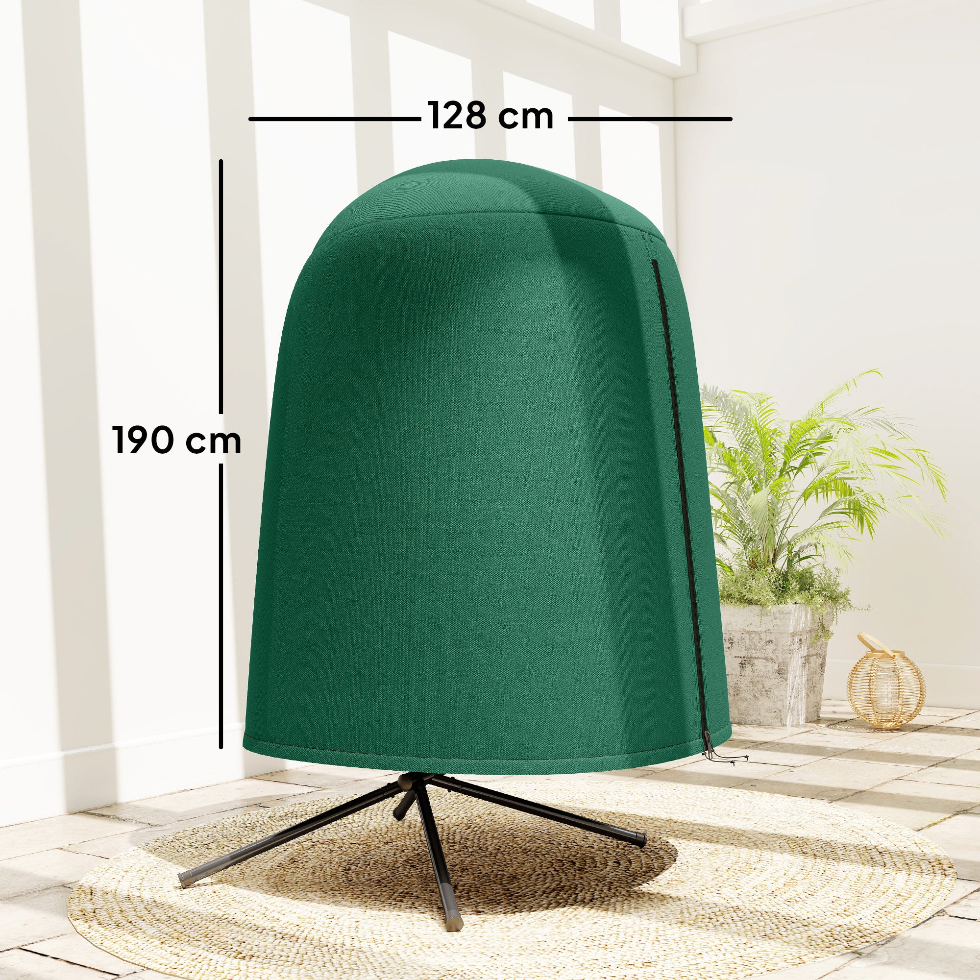 Outsunny Hanging Egg Chair Cover Garden Swing Chair Cover Waterproof, Green - Image 3