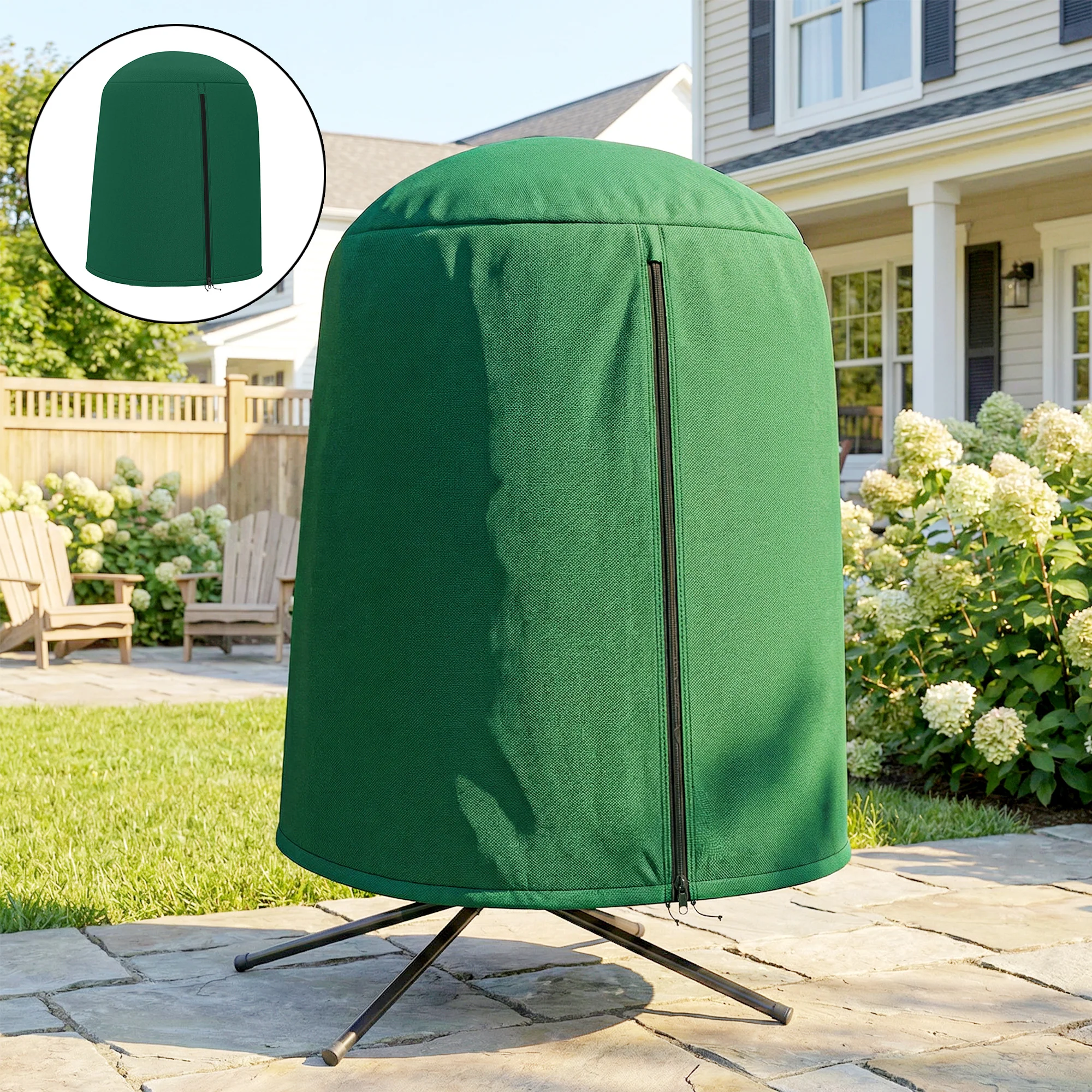 Outsunny Hanging Egg Chair Cover Garden Swing Chair Cover Waterproof, Green - Image 8