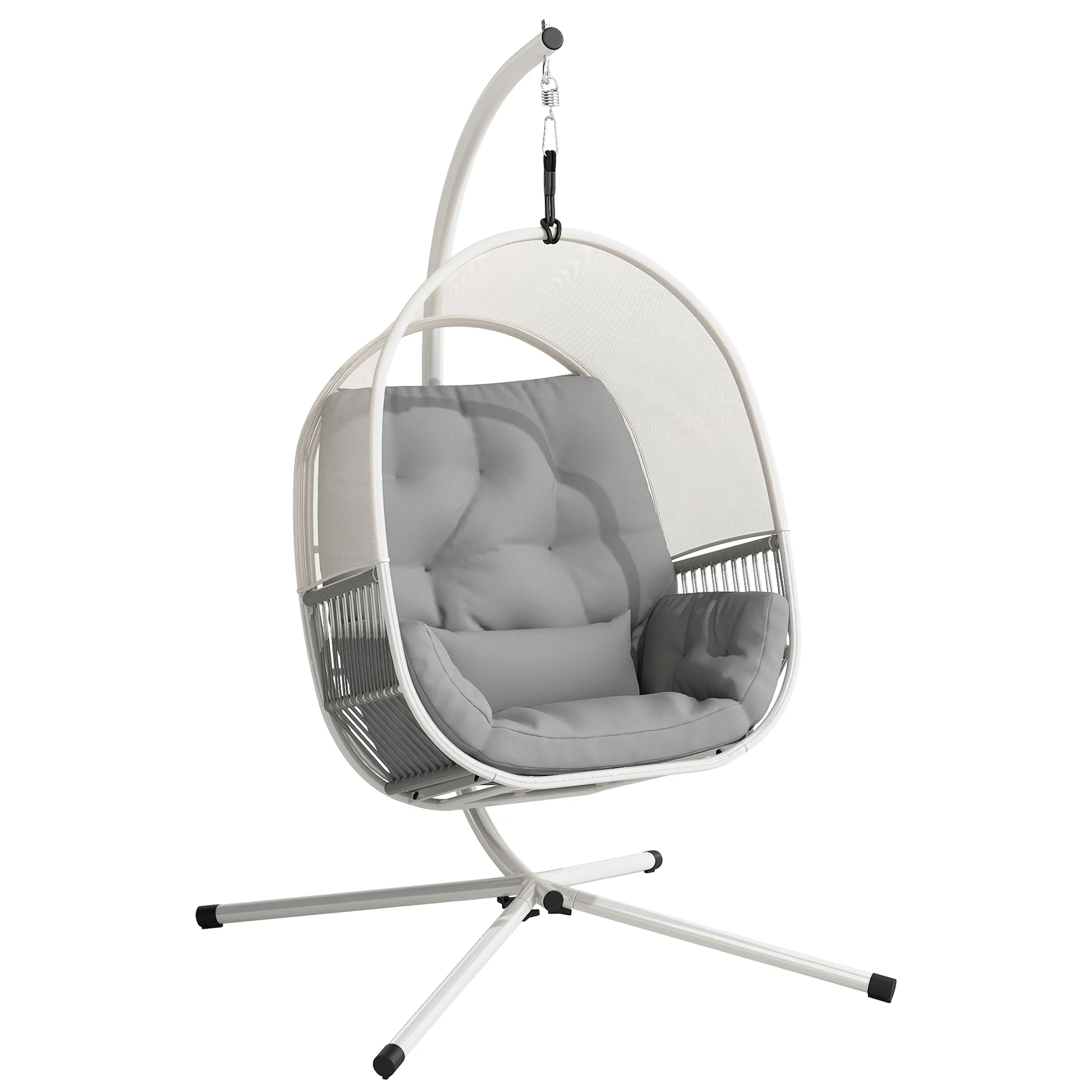 Outsunny Hanging Egg Chair With Stand, Cushions For Garden - Image 10