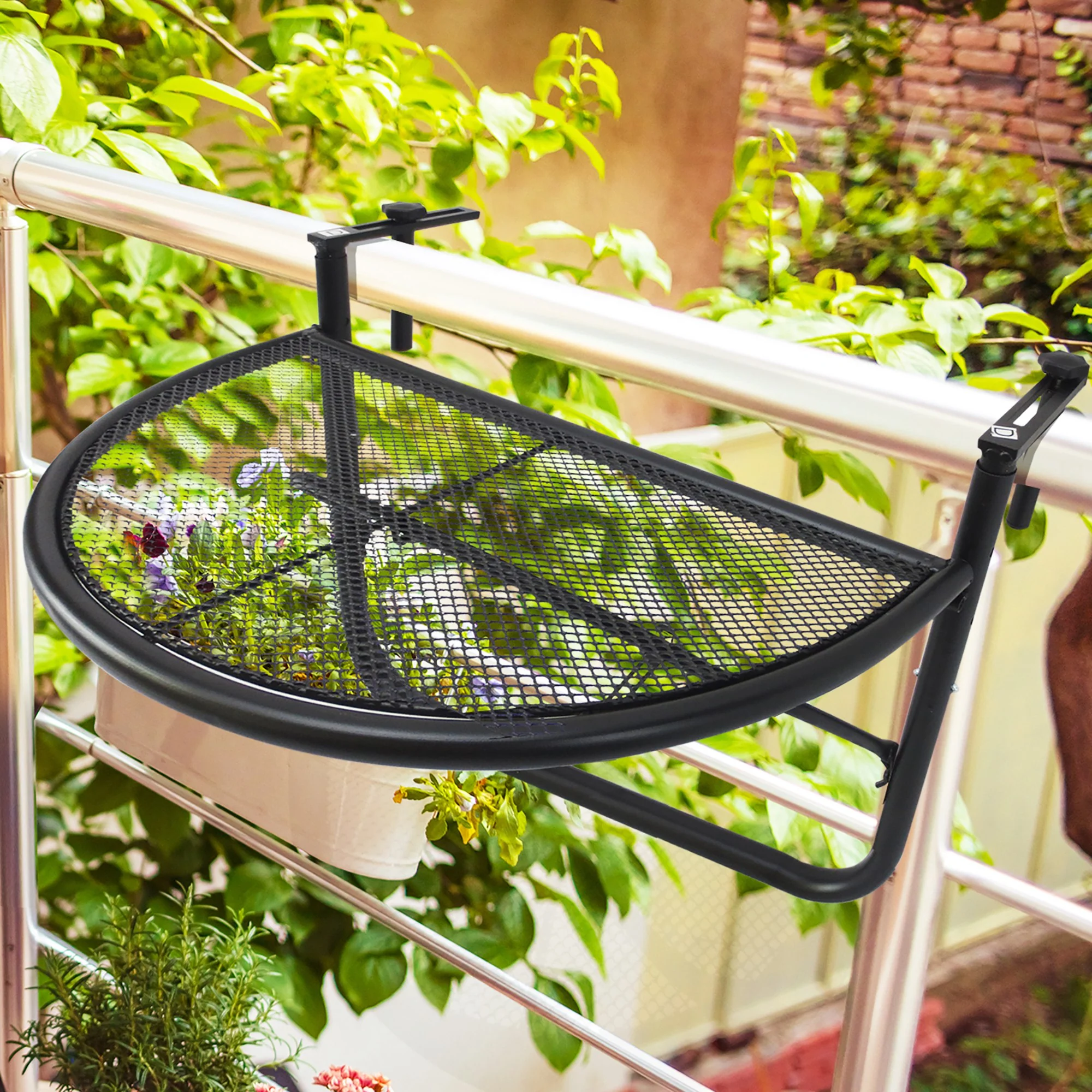 Outsunny Hanging Rail Table, 60Lx45Wx50H cm-Black - Image 2