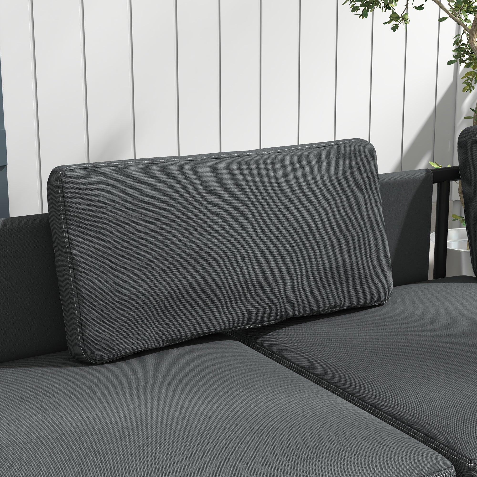 Outsunny HDPE Garden Furniture Sets with Cushions, Table, L-Shaped Sofa, Grey - Image 8