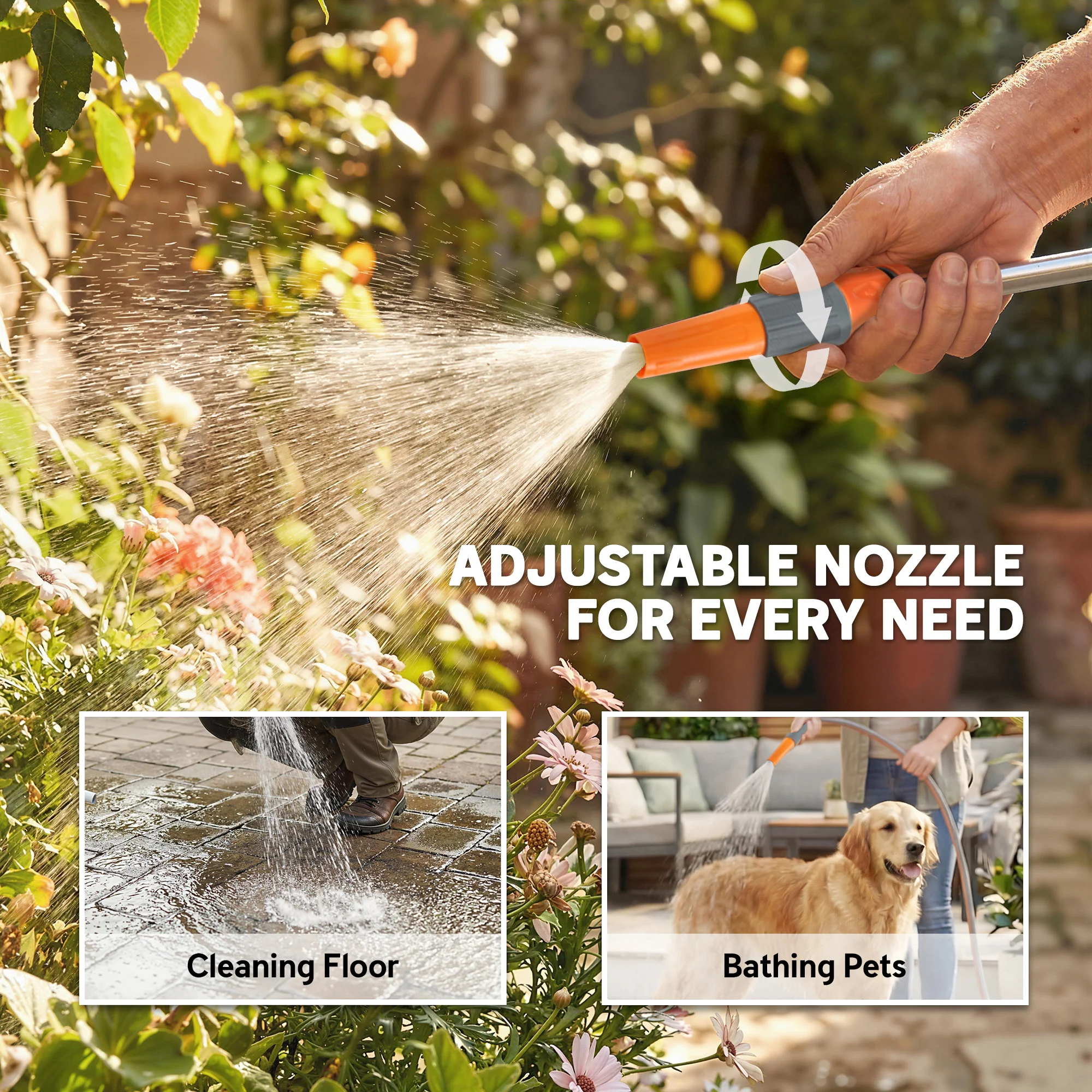 Outsunny Hose Reel Cart With Wheels, 45+2m Garden Hose Reel, Orange - Image 7