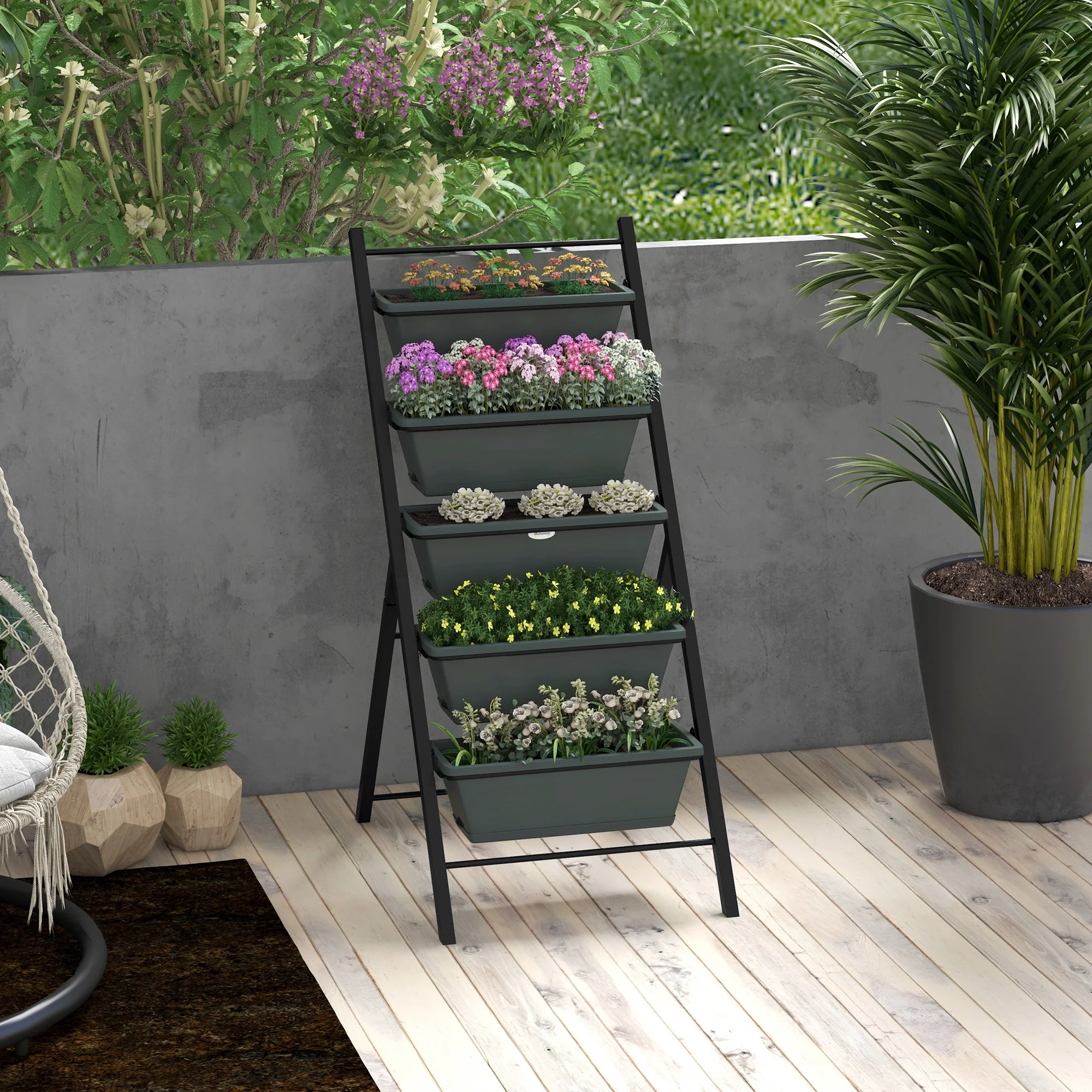 Outsunny Indoor Outdoor Vertical Raised Garden Bed with 5 Removable Tray - Image 2