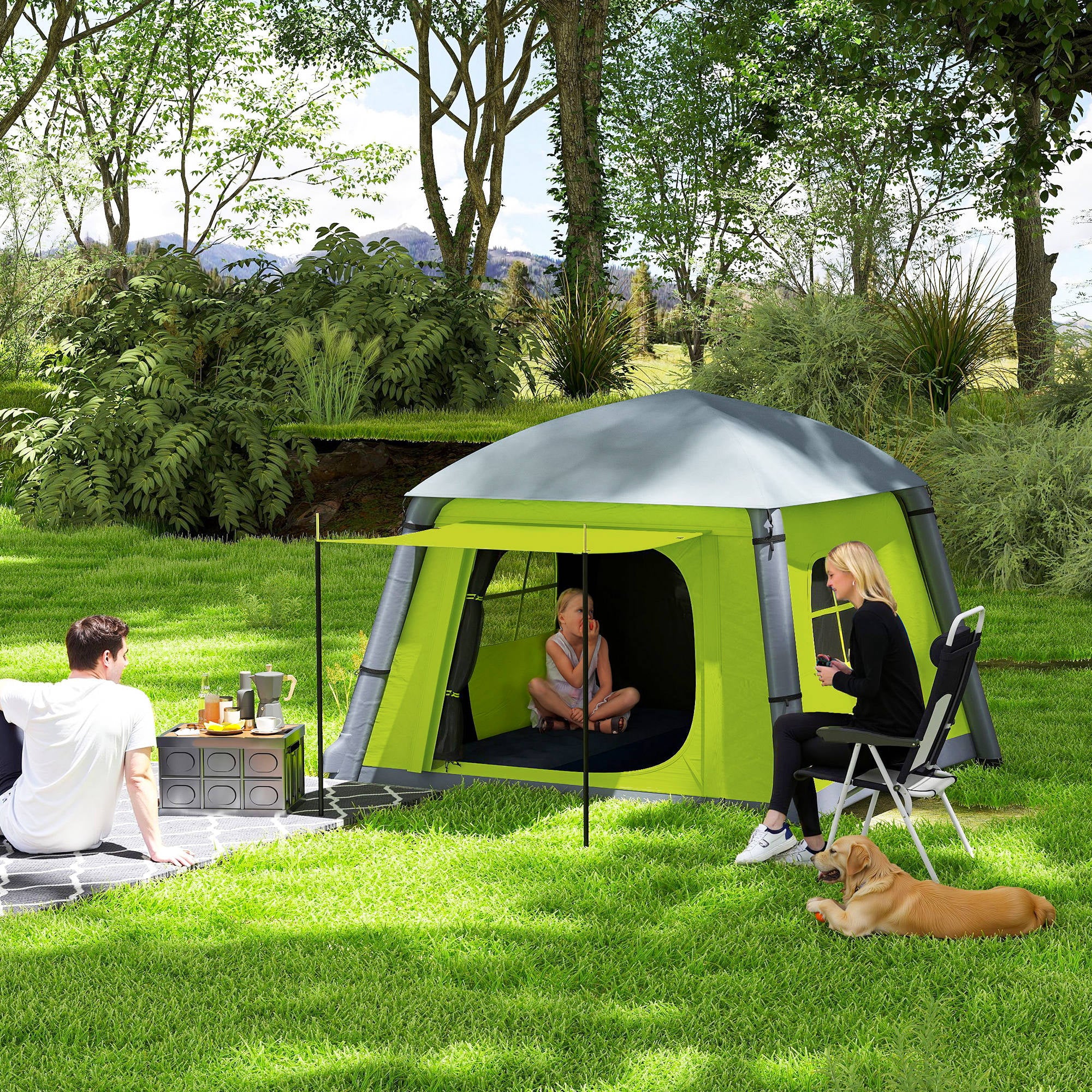 Outsunny Inflatable Camping Tent, Easy Setup 2 Man Tent - Image 11