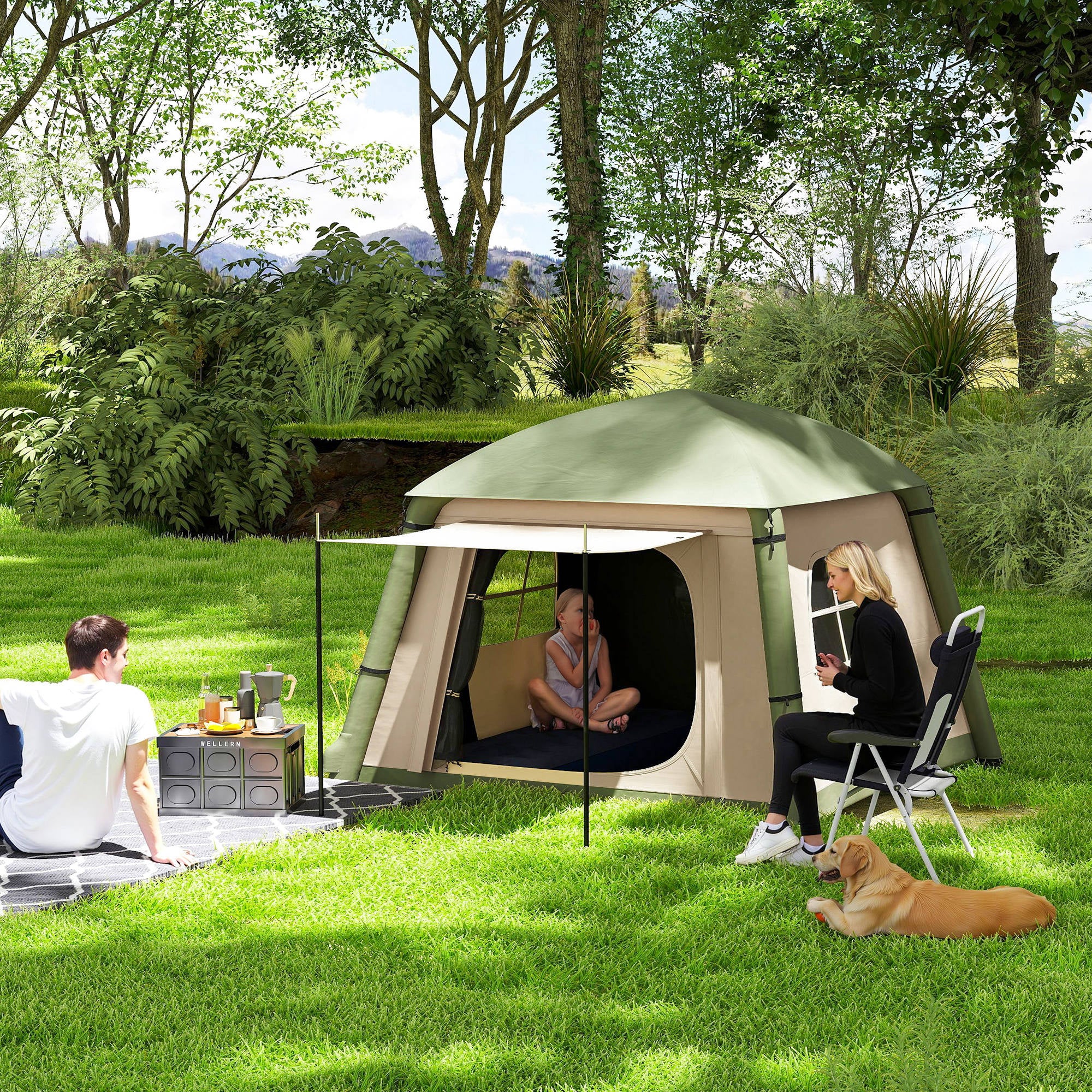 Outsunny Inflatable Camping Tent, Easy Setup 2 Man Tent - Image 2