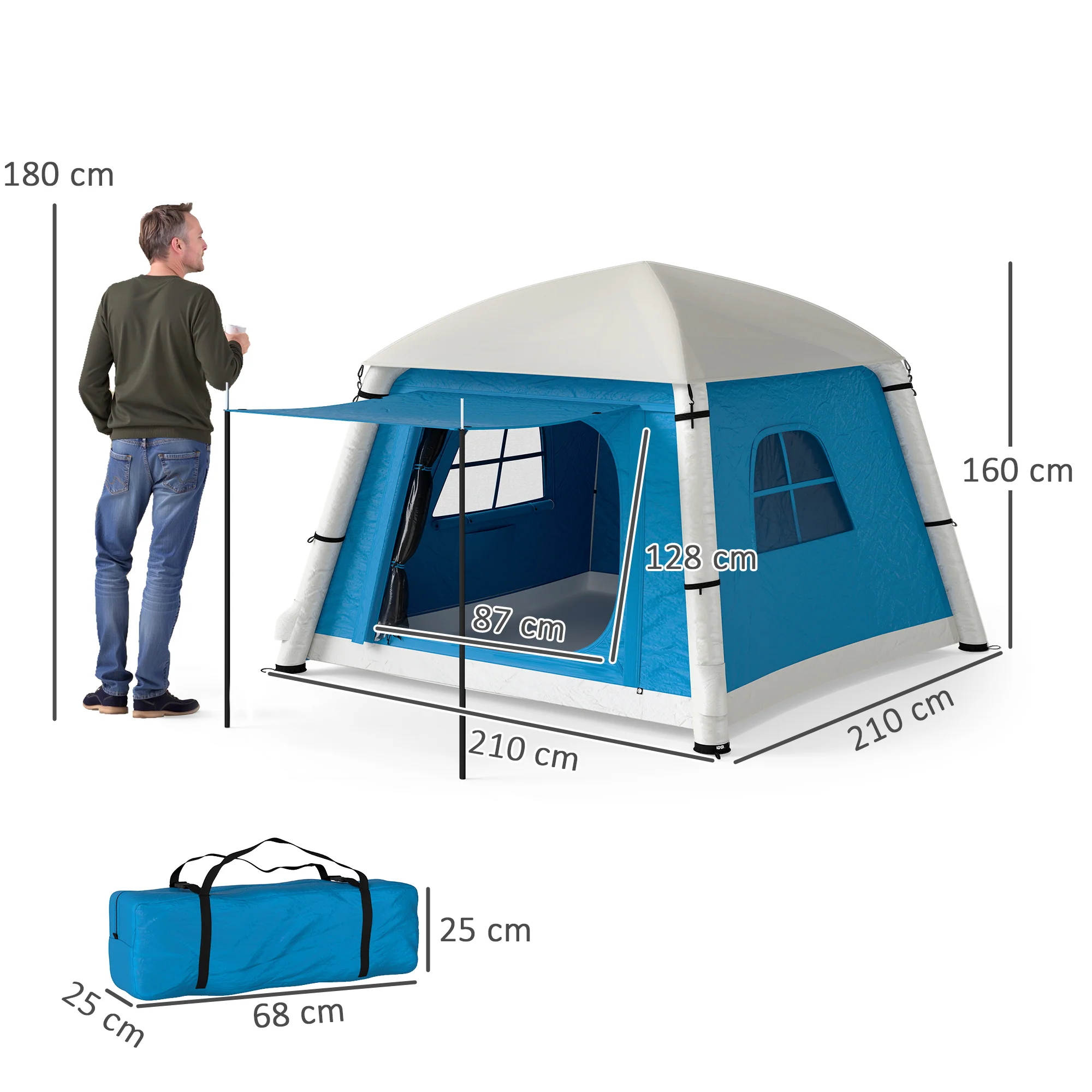 Outsunny Inflatable Camping Tent, Easy Setup 2 Man Tent - Image 23
