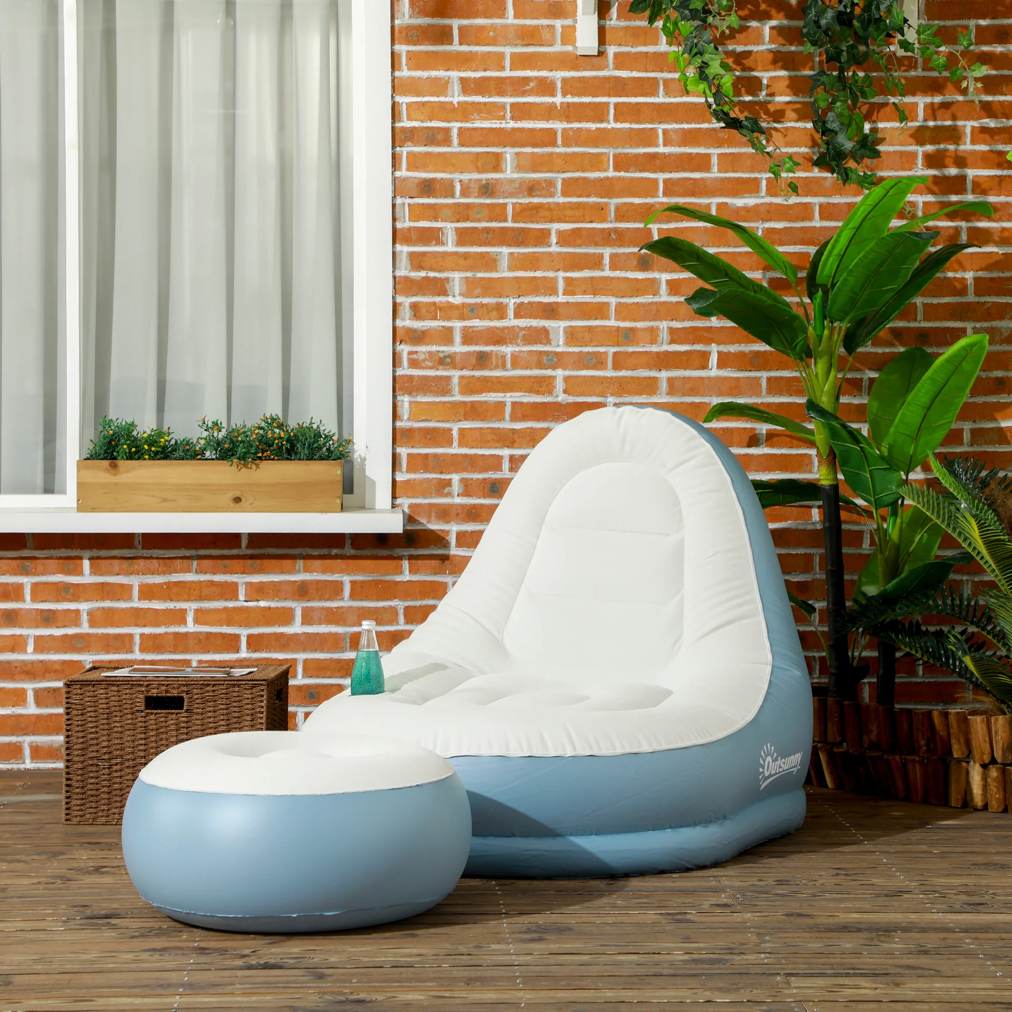 Outsunny Inflatable Chair And Footstool For Gaming, Reading, Watching - Image 11