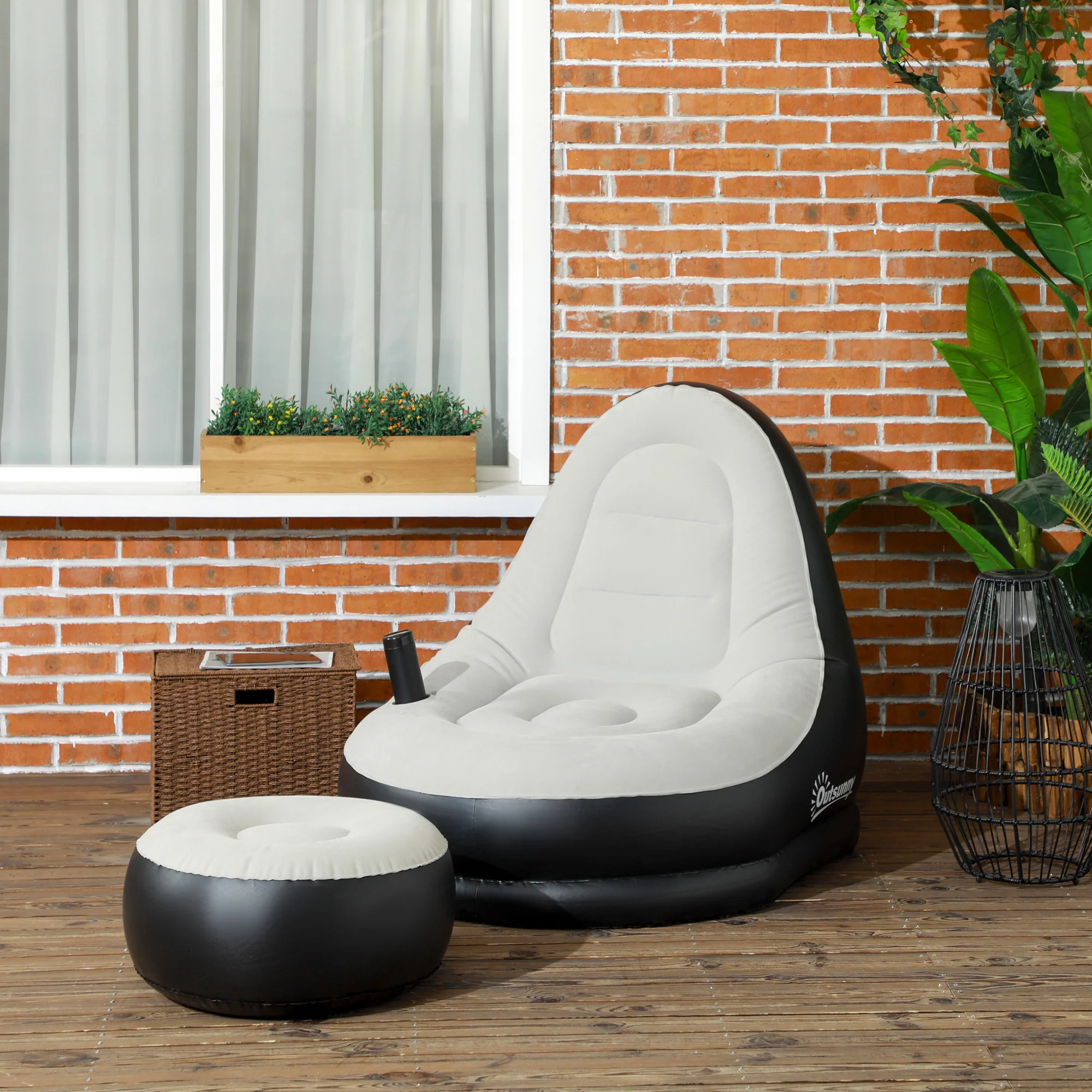 Outsunny Inflatable Chair And Footstool For Gaming, Reading, Watching - Image 2