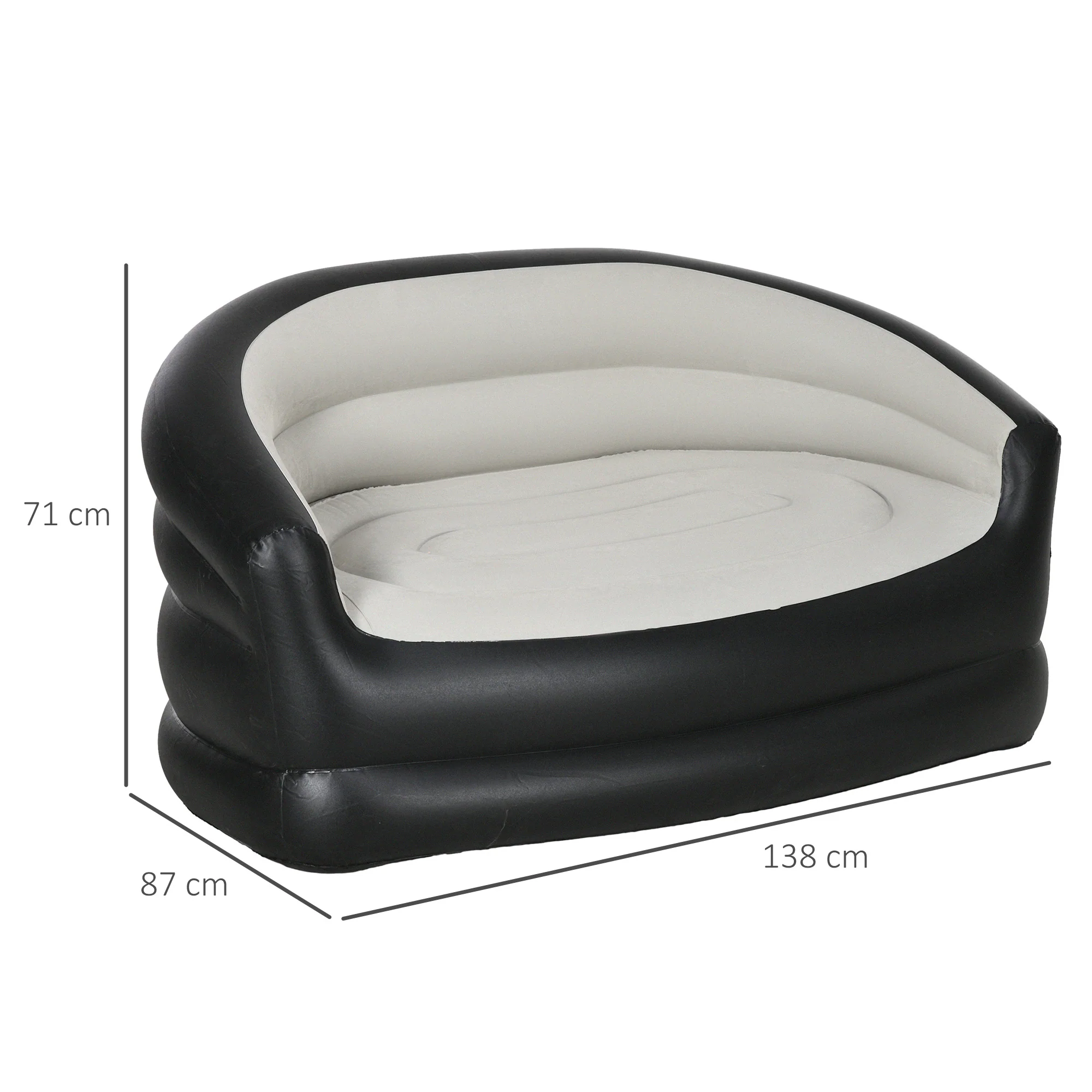 Outsunny Inflatable Chair with Soft Plush Fabric for Movie Watching, Grey - Image 5