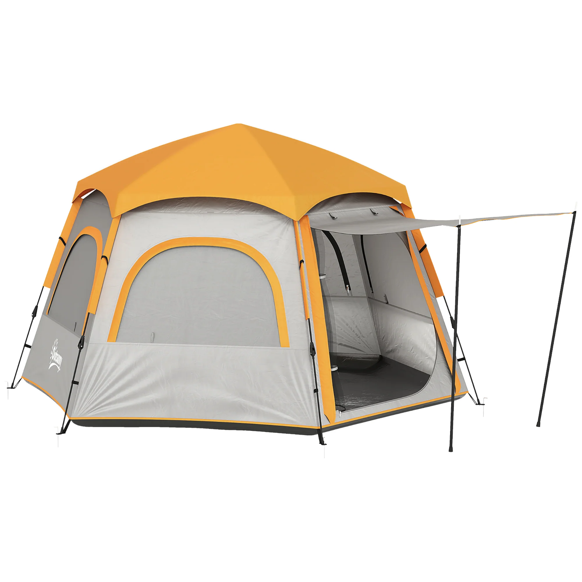 Outsunny Instant Camping Tent, 4 Person Easy Setup Dome Tent - Dark Grey/Light Grey/Yellow - Image 10