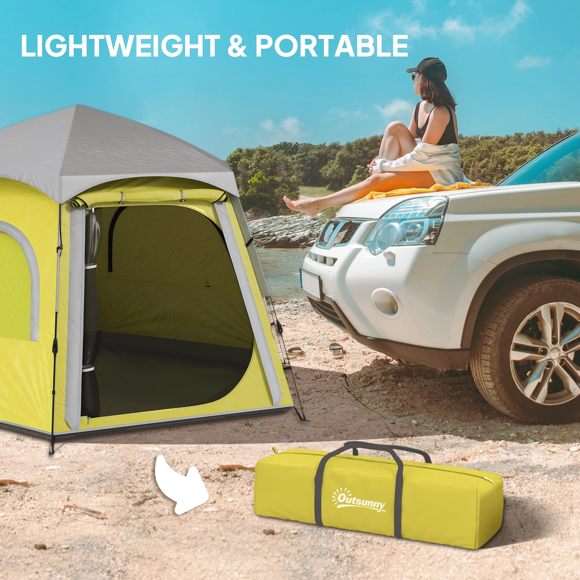 Outsunny Instant Camping Tent, 4 Person Easy Setup Dome Tent - Dark Grey/Light Grey/Yellow - Image 26