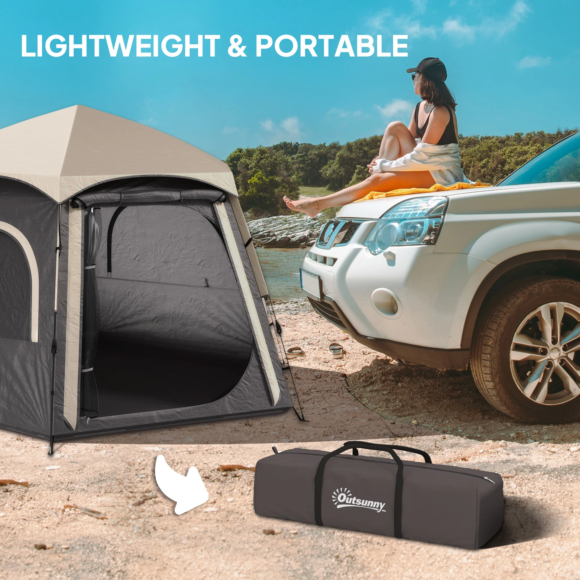 Outsunny Instant Camping Tent, 4 Person Easy Setup Dome Tent - Dark Grey/Light Grey/Yellow - Image 8
