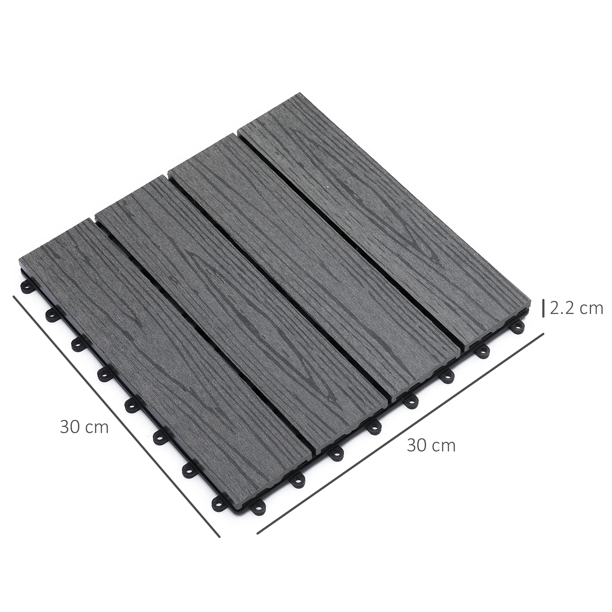 Outsunny Interlocking Decking Tiles, Interlocking Patio Paving Slabs, Grey - Image 3