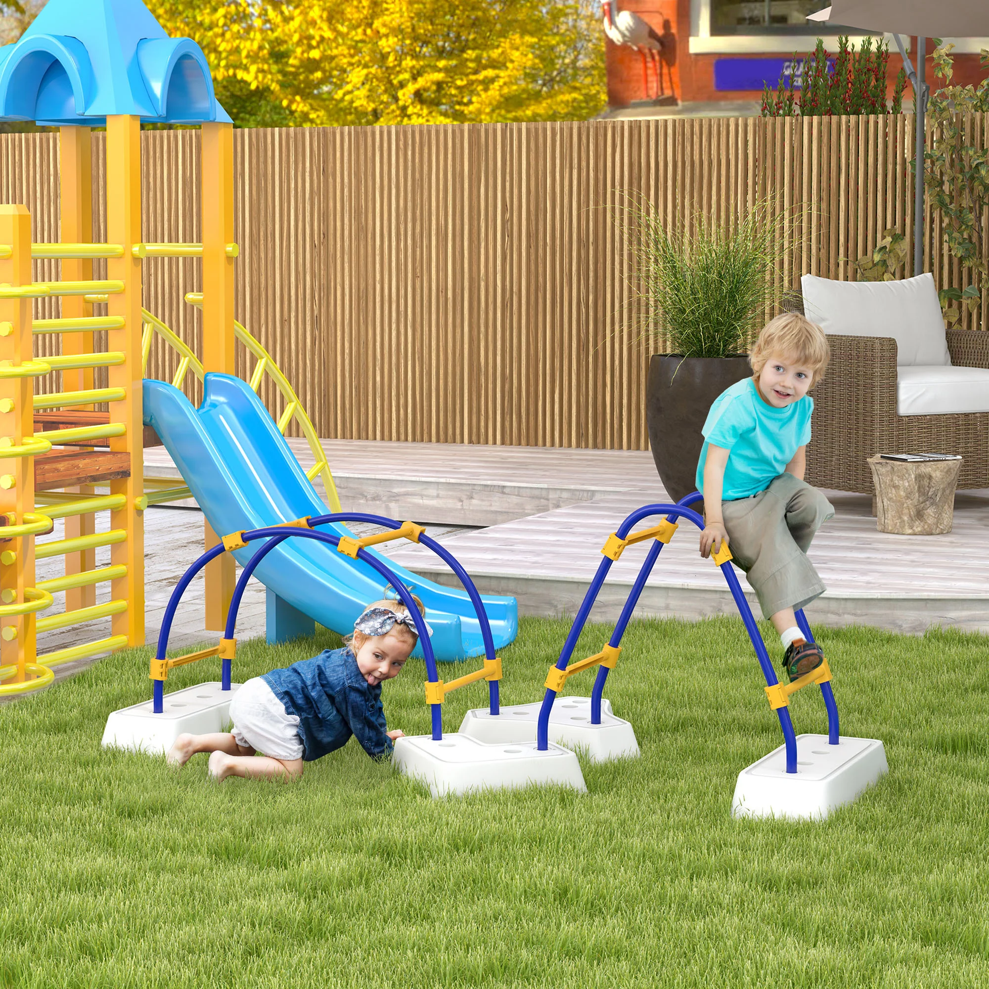 Outsunny Kids Climbing Frame with Climbing Arch, Triangle Climber, for 3-6 Years - Image 2