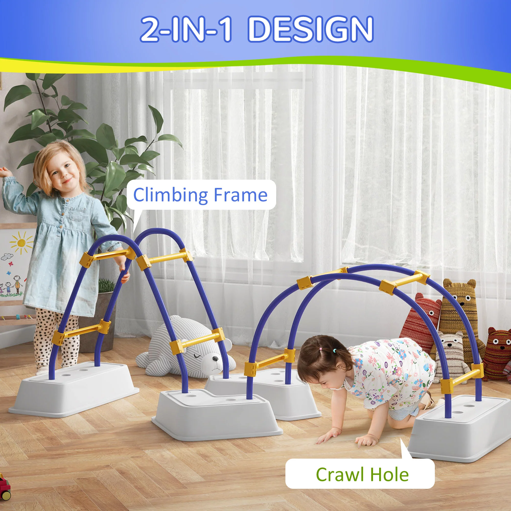 Outsunny Kids Climbing Frame with Climbing Arch, Triangle Climber, for 3-6 Years - Image 3