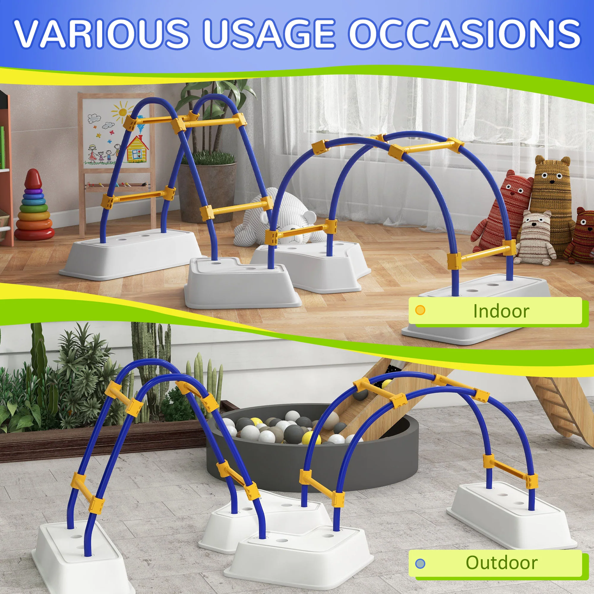 Outsunny Kids Climbing Frame with Climbing Arch, Triangle Climber, for 3-6 Years - Image 6