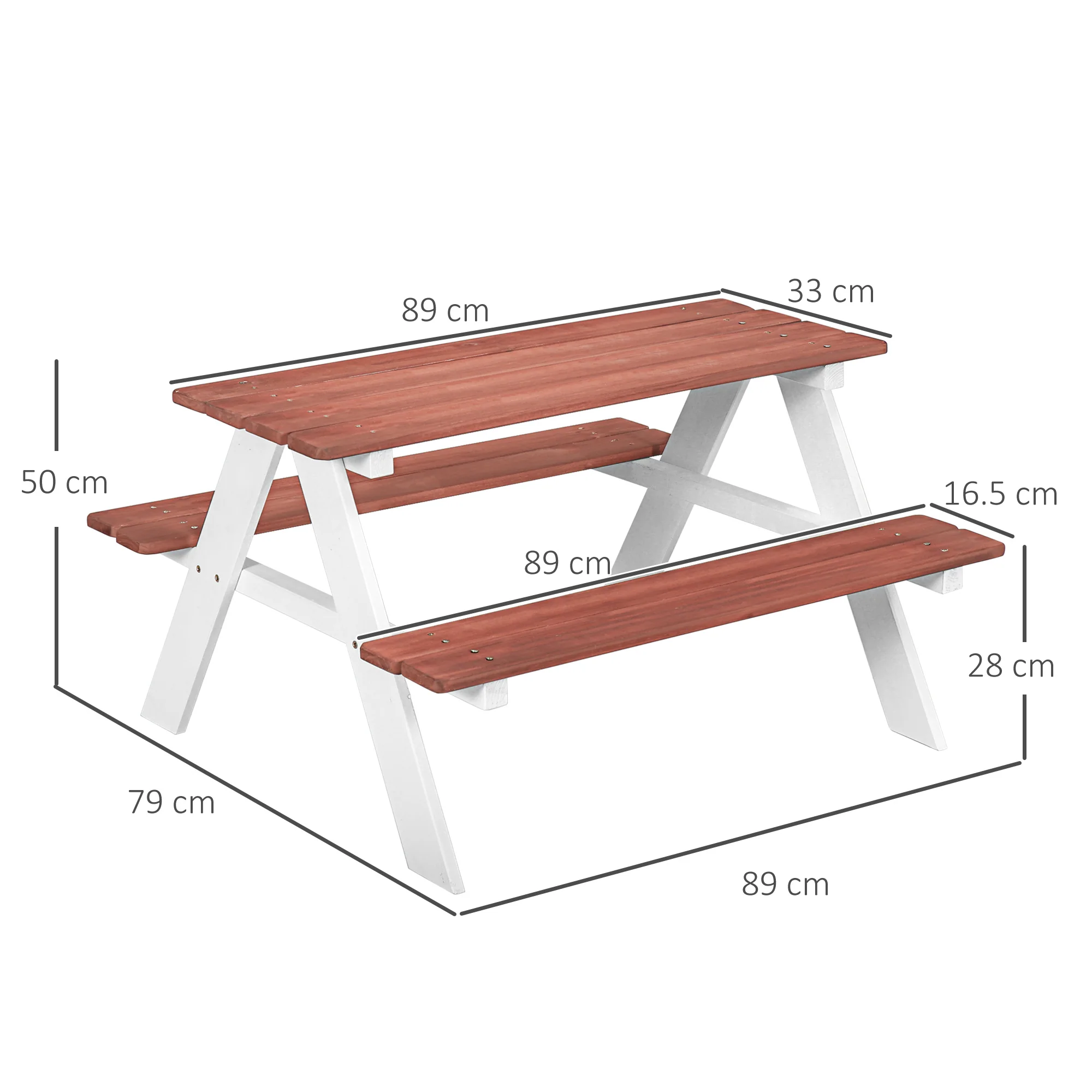 Outsunny Kids Picnic Table, Wooden Table and Bench Set for 3-8 Years, Brown - Image 5