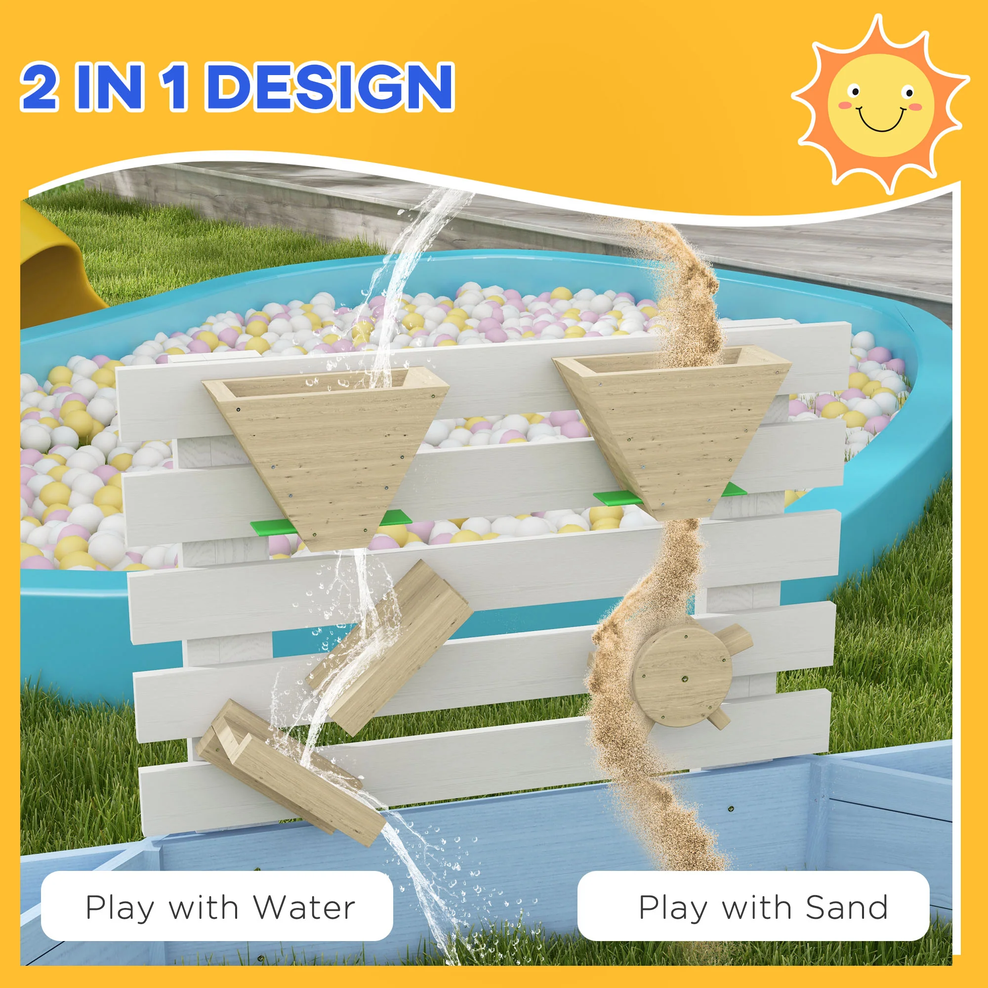 Outsunny Kids Sandbox, Outdoor Playset, for Ages 3-7 Years - Blue - Image 3