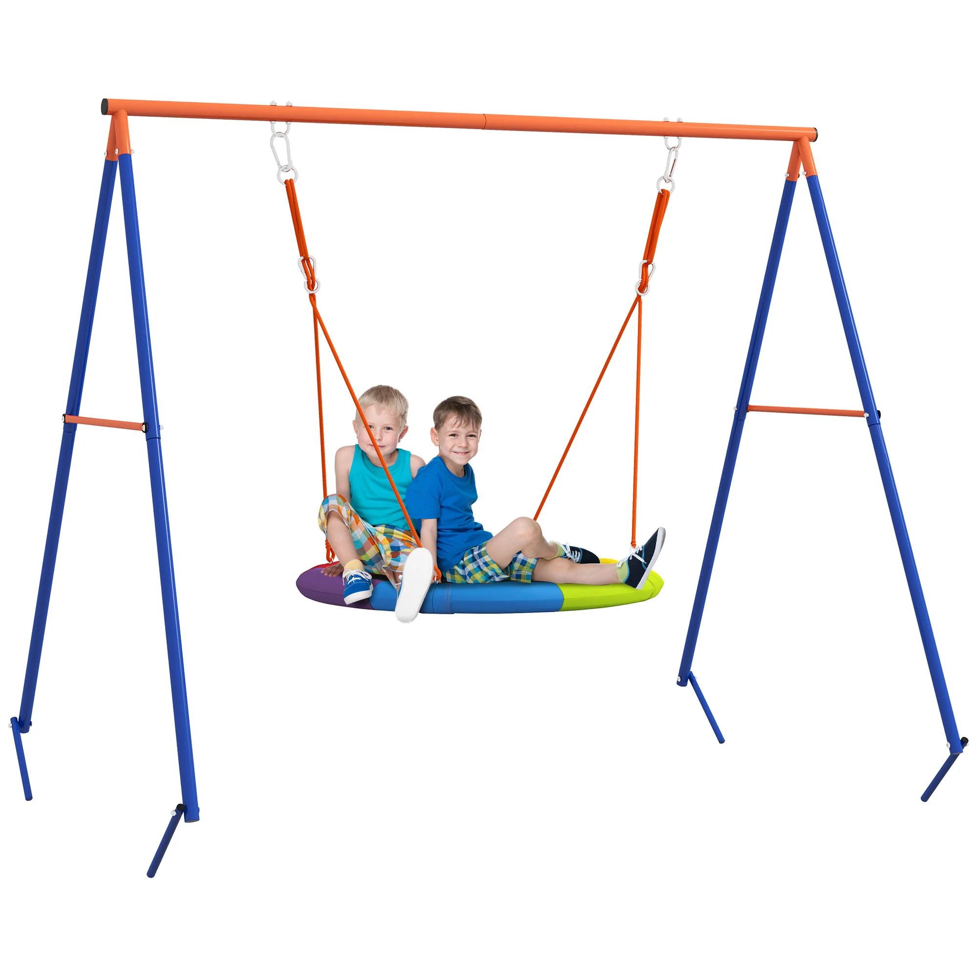 Outsunny Kids Swing Nest Swing Seat With A-Frame Structure For Outdoor Use
