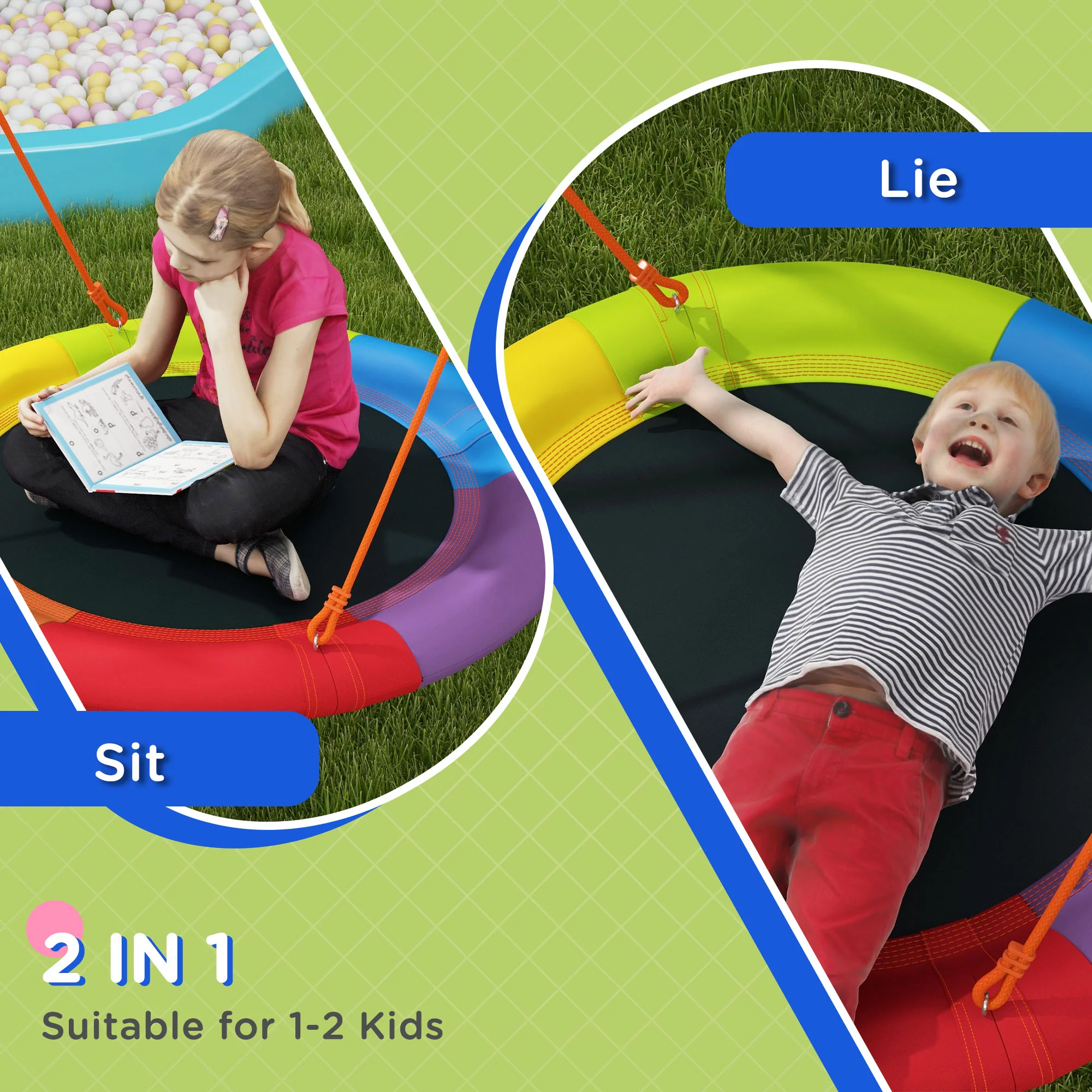 Outsunny Kids Swing Nest Swing Seat With A-Frame Structure For Outdoor Use - Image 4