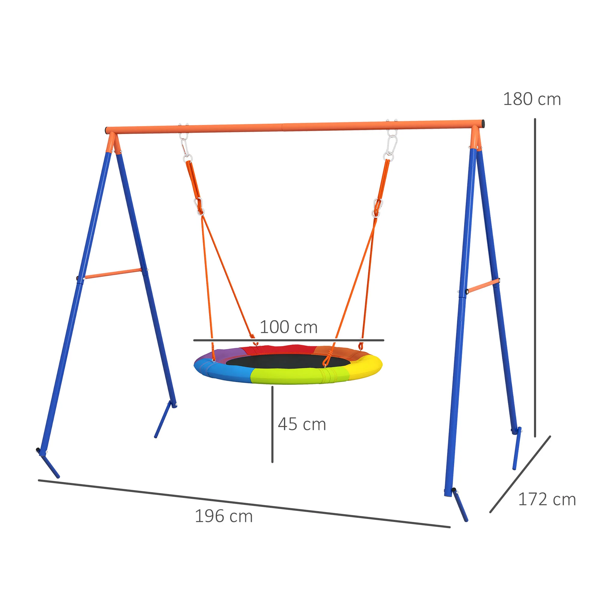 Outsunny Kids Swing Nest Swing Seat With A-Frame Structure For Outdoor Use - Image 5