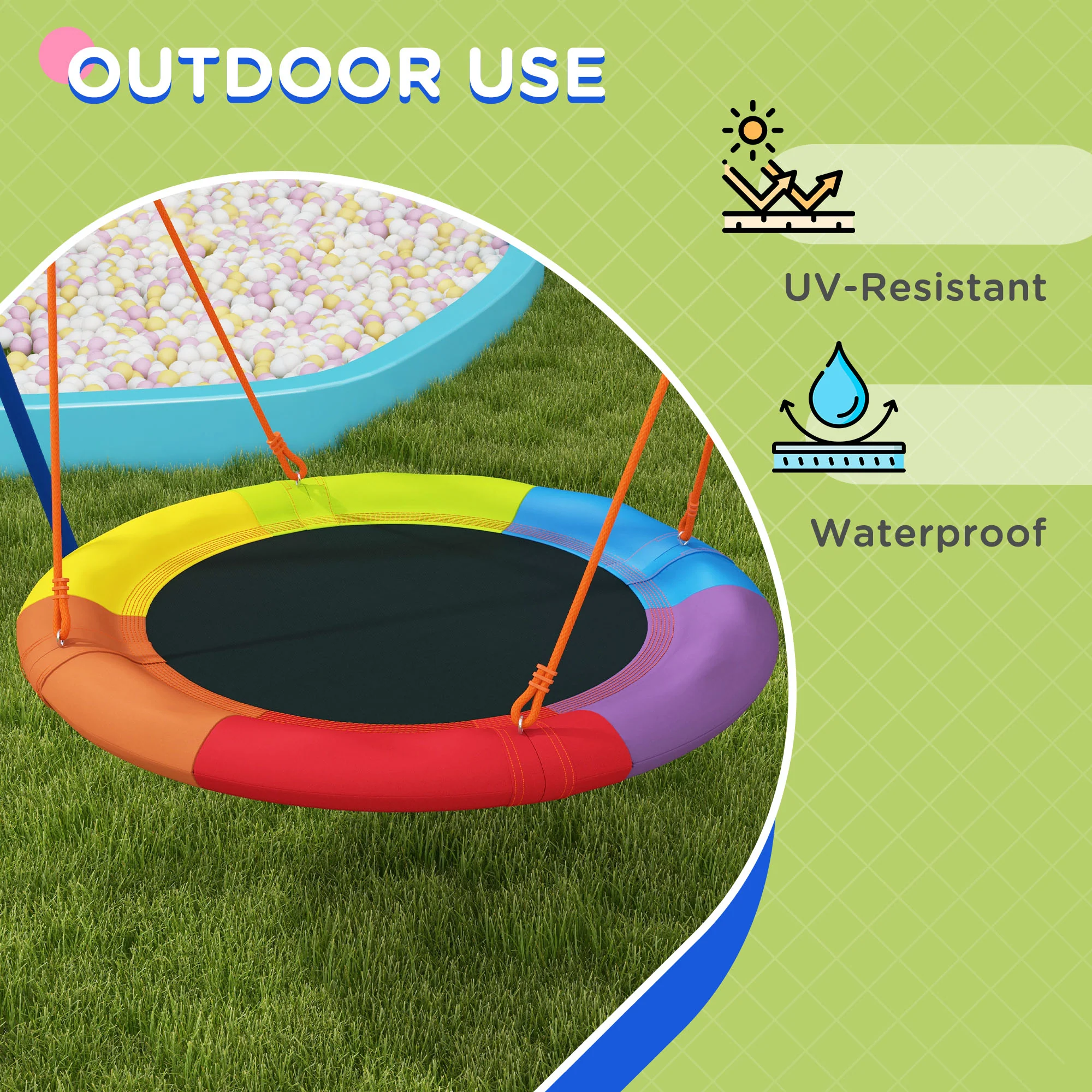 Outsunny Kids Swing Nest Swing Seat With A-Frame Structure For Outdoor Use - Image 6