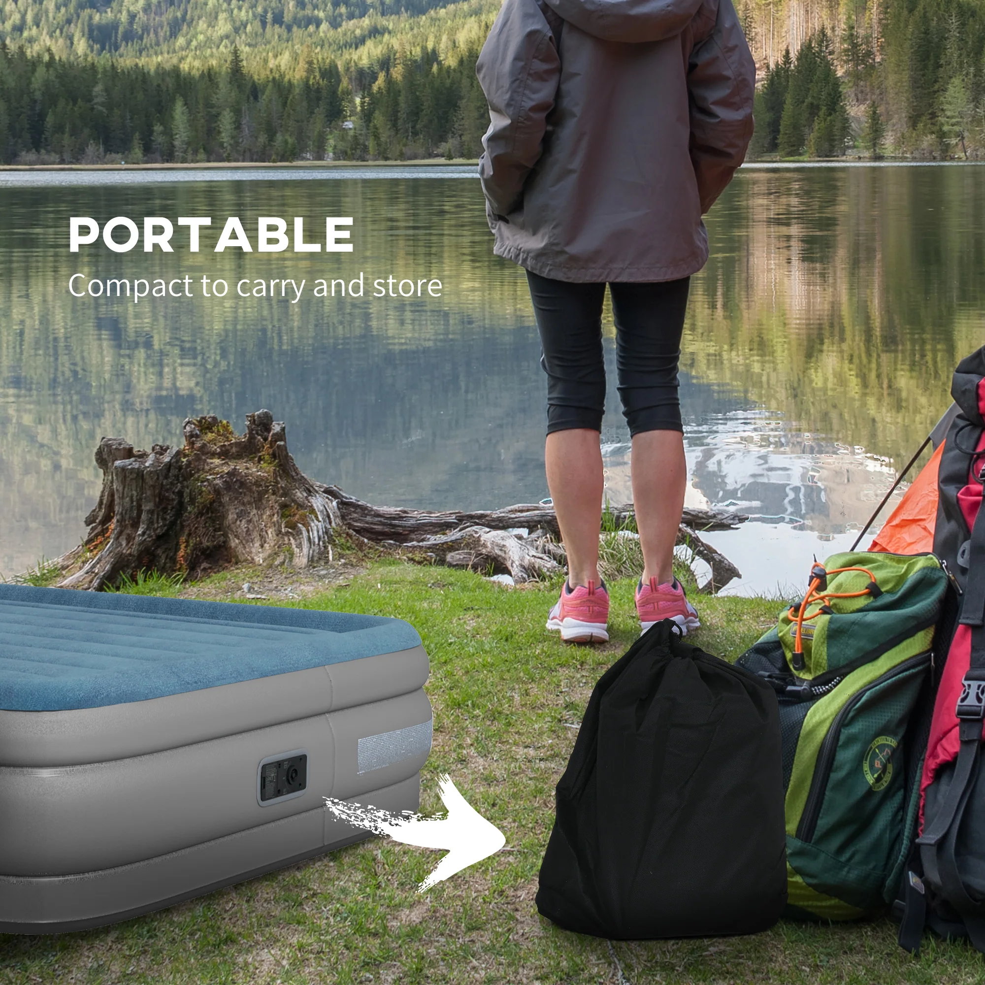 Outsunny King Inflatable Mattress with Electric Pump, 203 x 152 x 46cm - Image 7