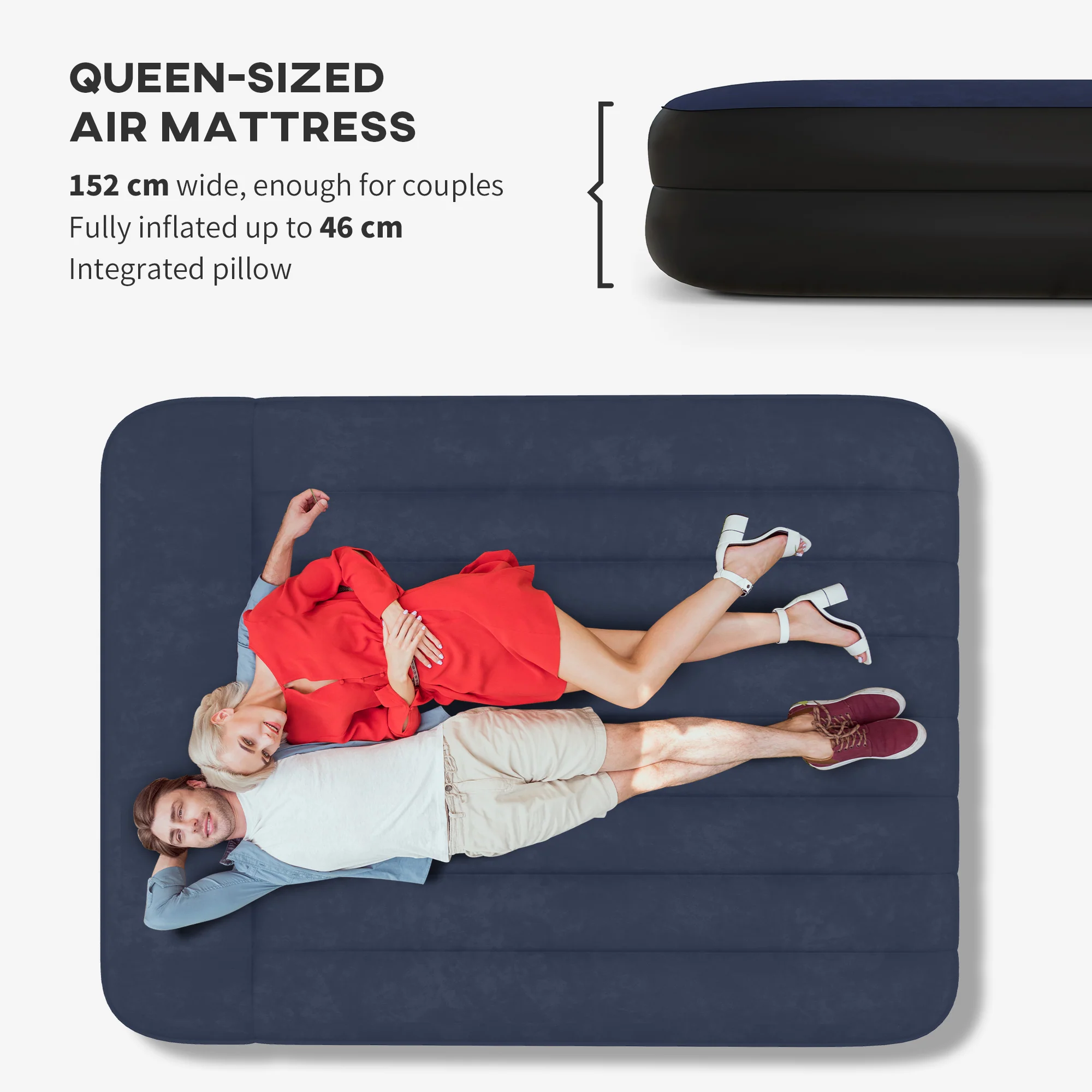 Outsunny King Inflatable Mattress with Electric Pump and Integrated Pillow - Image 3