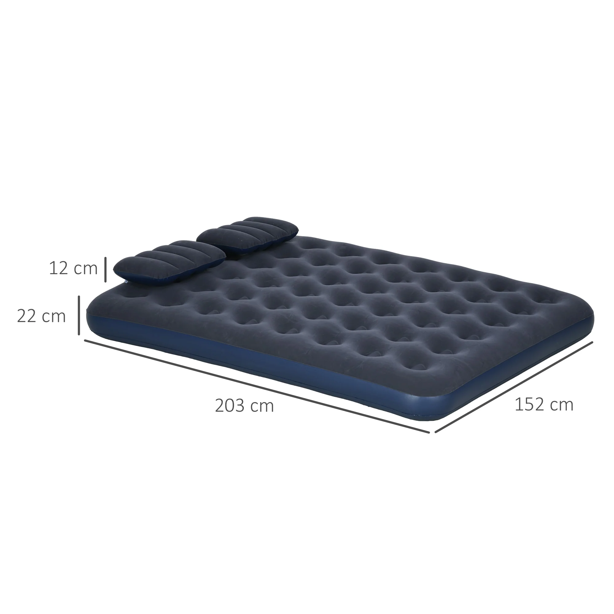 Outsunny King Inflatable Mattress with Hand Pump, Pillows, 203 x 152 x 22cm - Image 5