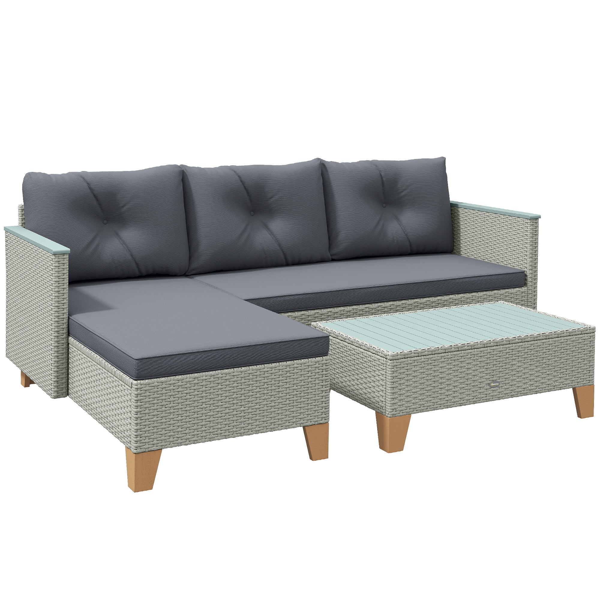 Outsunny L Shaped Garden Conversation Chaise Lounge Furniture