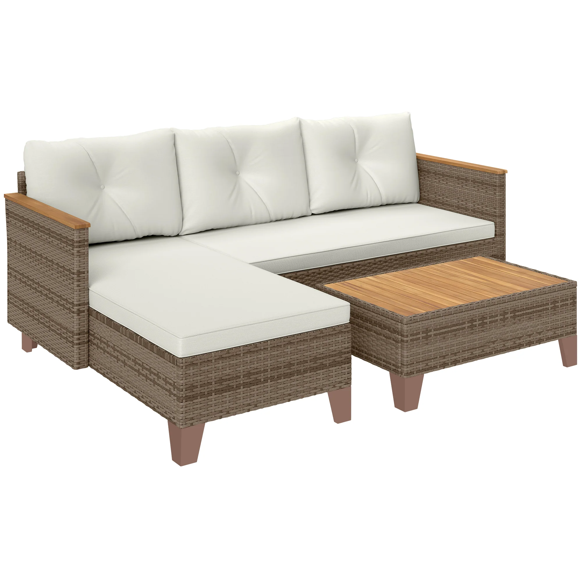 Outsunny L Shaped Garden Conversation Chaise Lounge Furniture - Image 10