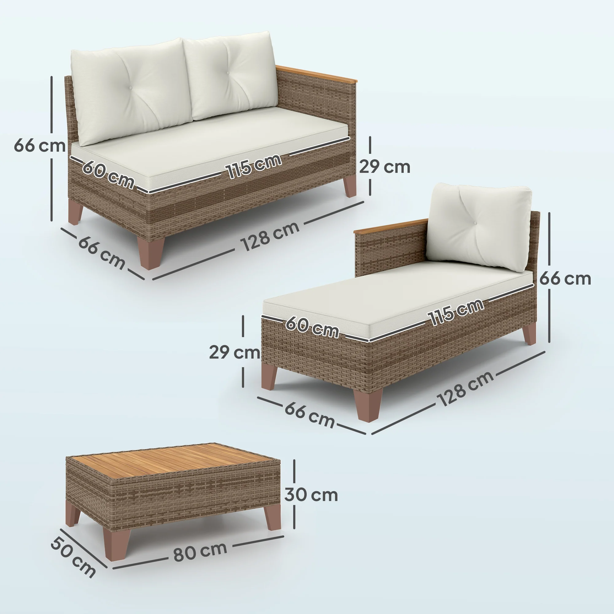 Outsunny L Shaped Garden Conversation Chaise Lounge Furniture - Image 14