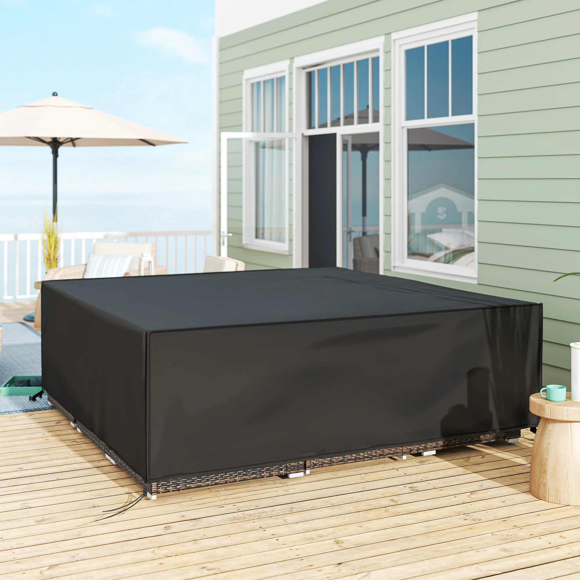 Outsunny Large Garden Set Square Cover Outdoor Furniture Waterproof Resist Fade - Image 2
