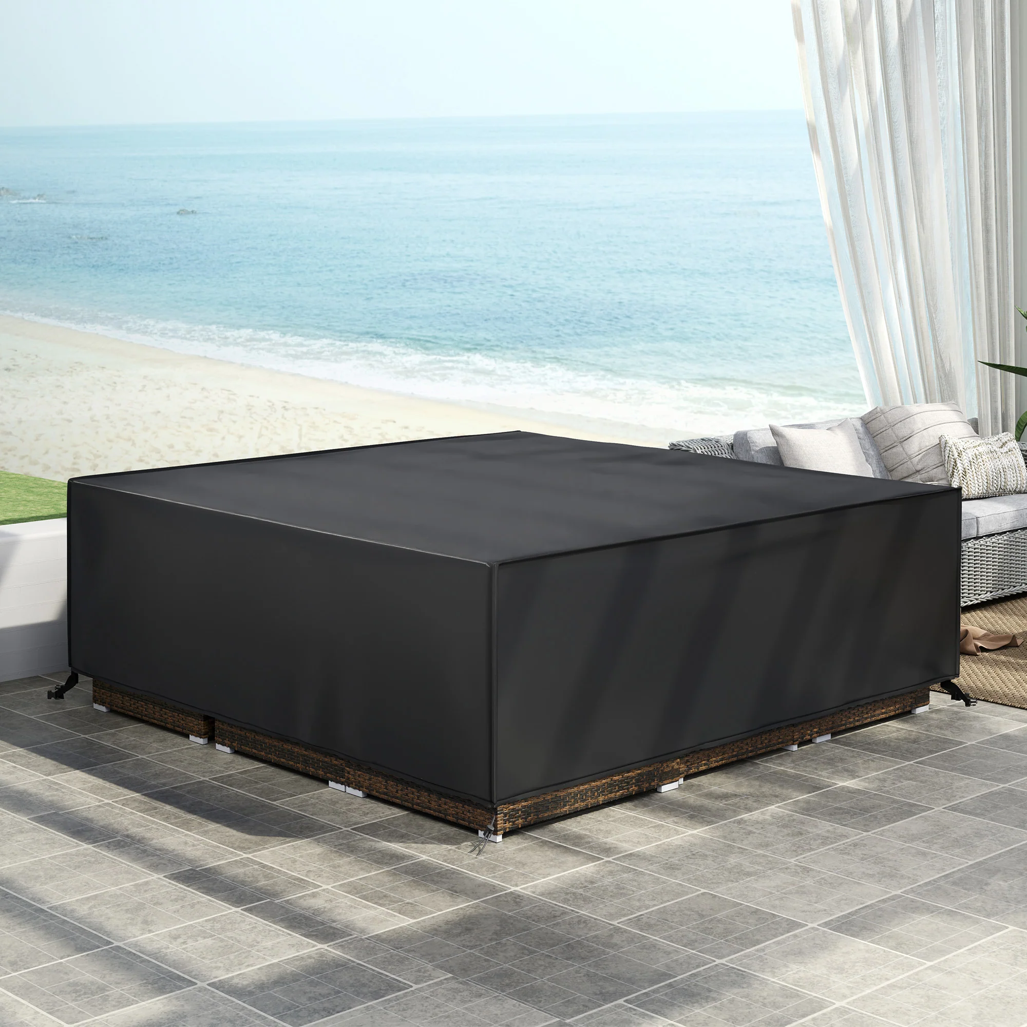 Outsunny Large Garden Set Square Cover Outdoor Furniture Waterproof Resist Fade - Image 9