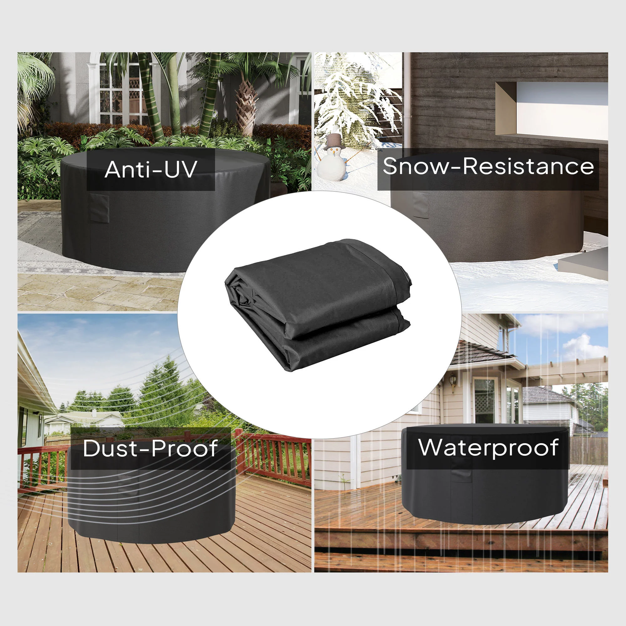Outsunny Large Outdoor Set Round Cover Garden Furniture Waterproof - Image 3