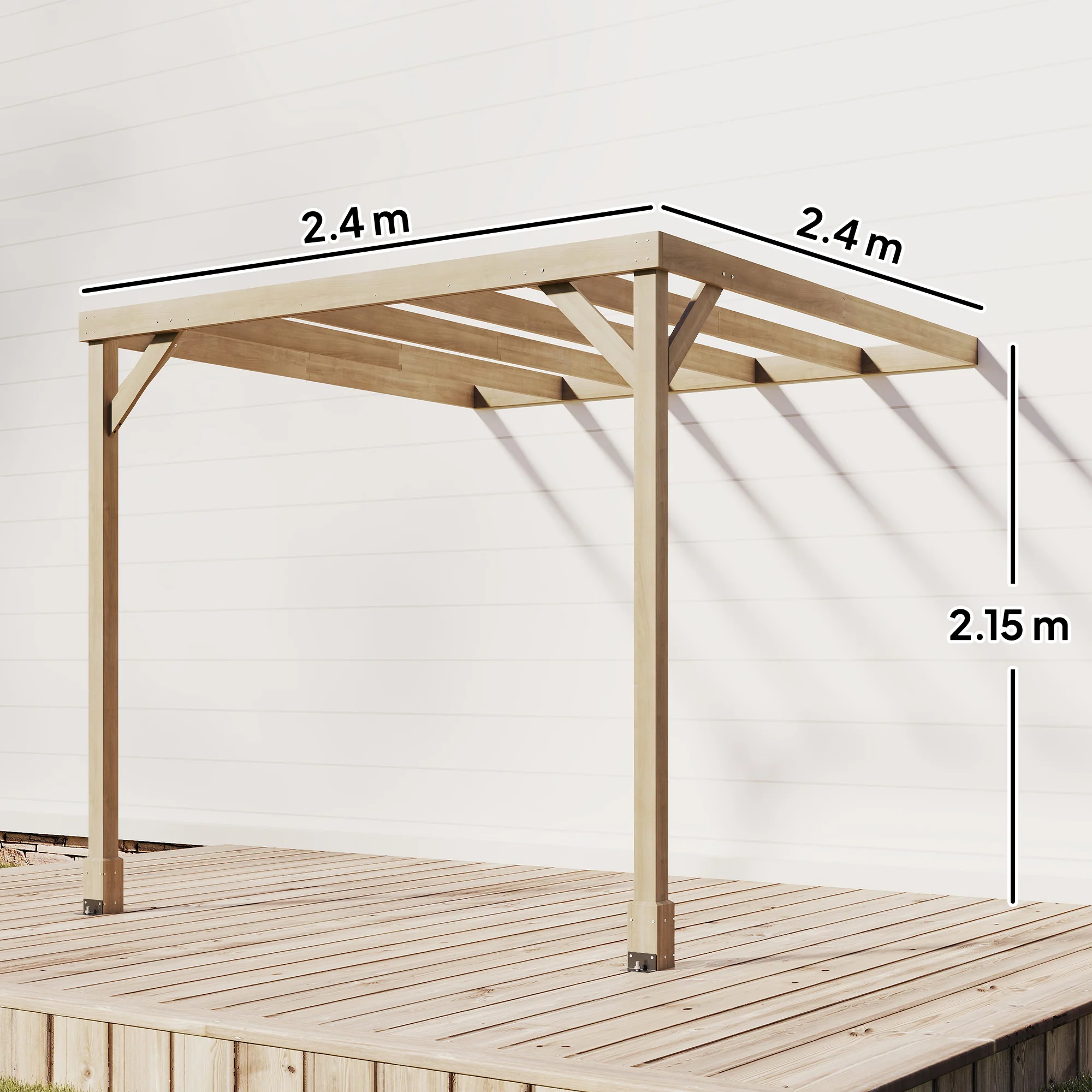 Outsunny Lean-To Wooden Pergola Kit, Grape Trellis with Stable Structure - Image 3