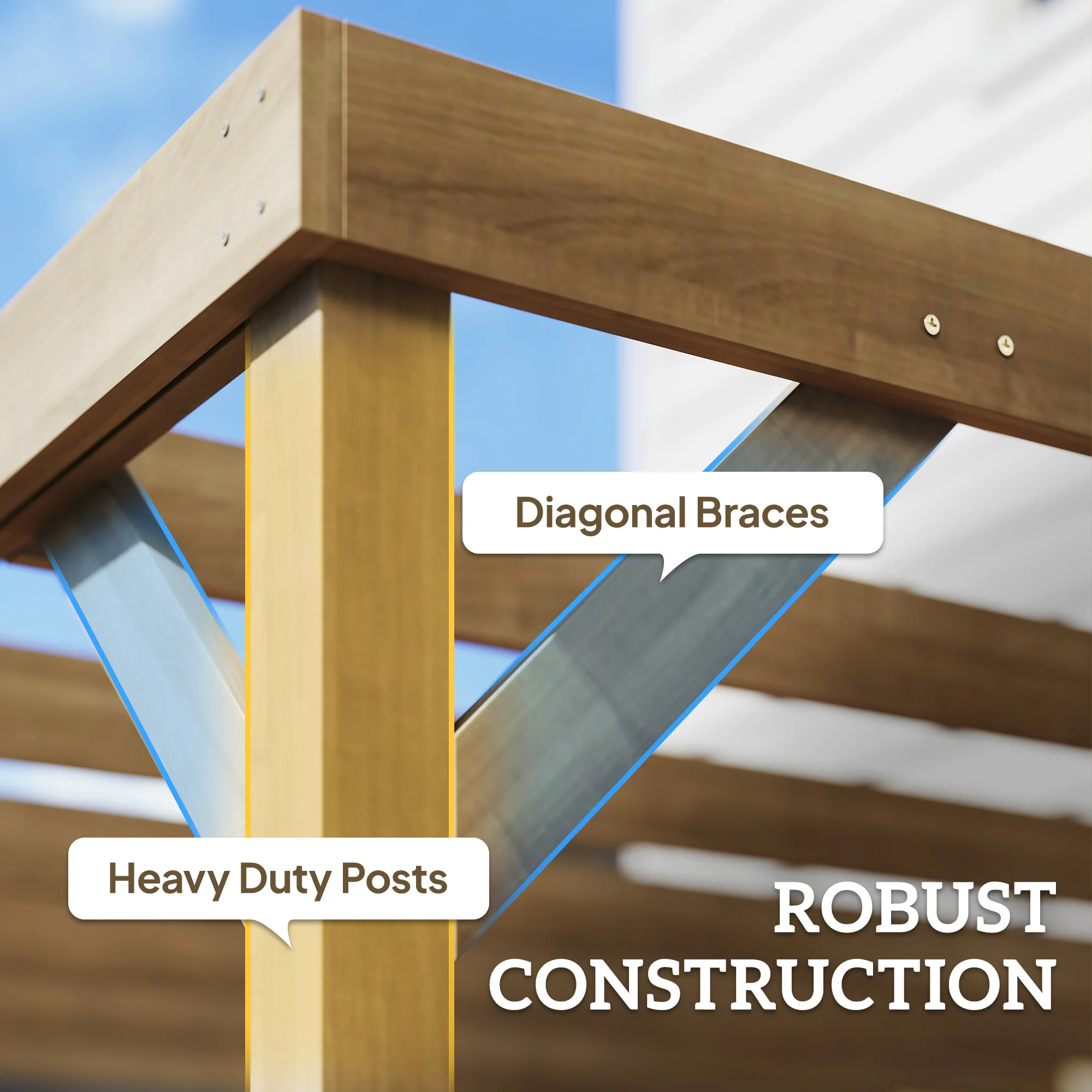 Outsunny Lean-To Wooden Pergola Kit, Grape Trellis with Stable Structure - Image 5