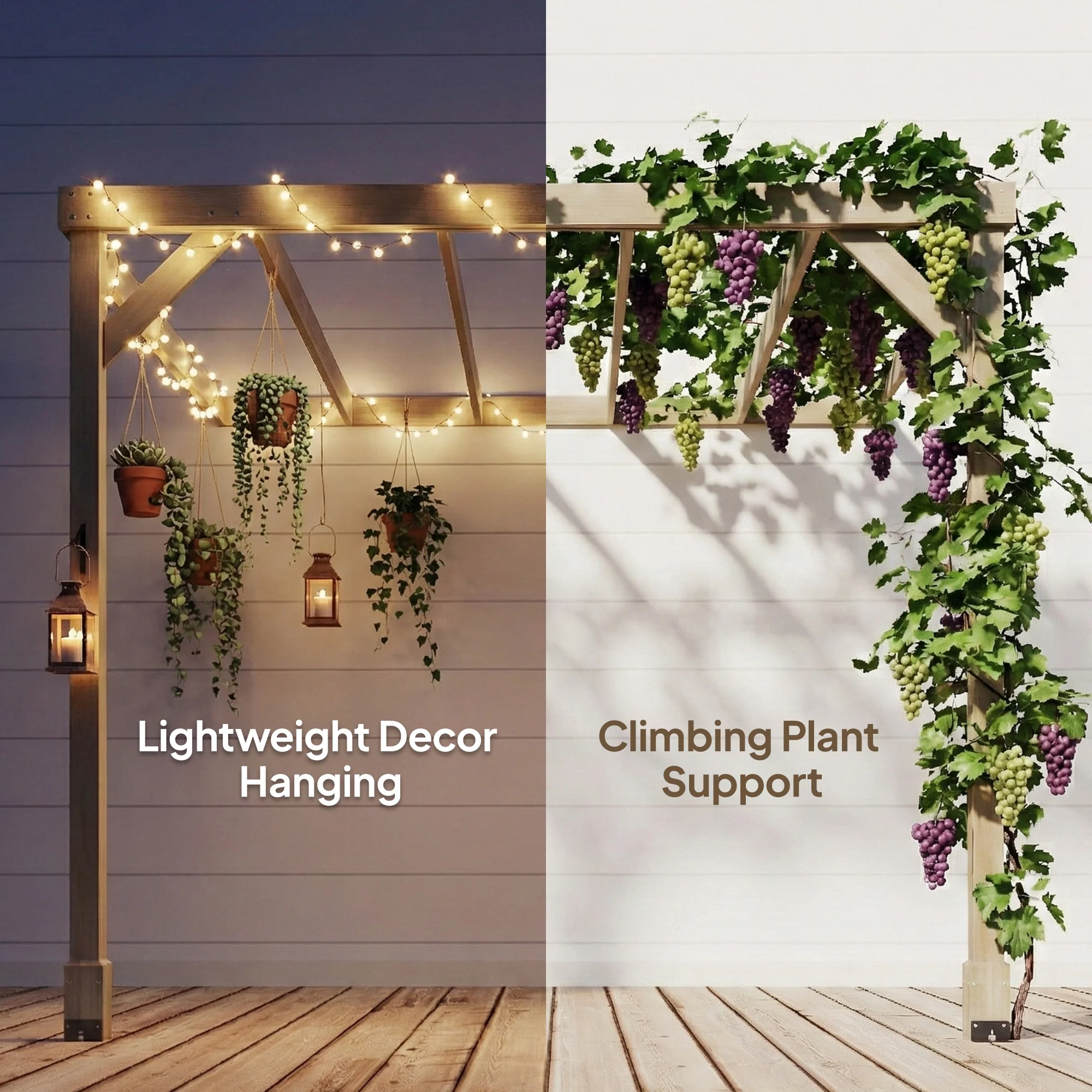Outsunny Lean-To Wooden Pergola Kit, Grape Trellis with Stable Structure - Image 7