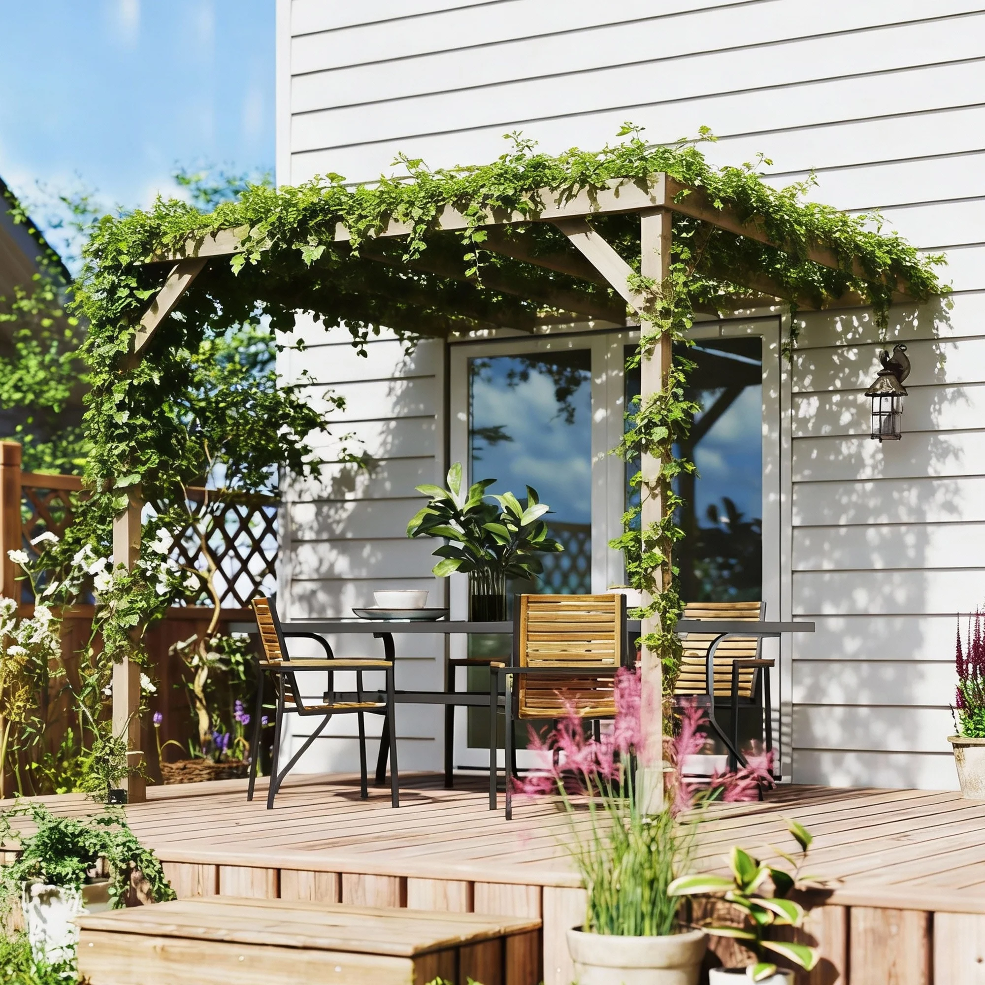 Outsunny Lean-To Wooden Pergola Kit, Grape Trellis with Stable Structure - Image 9