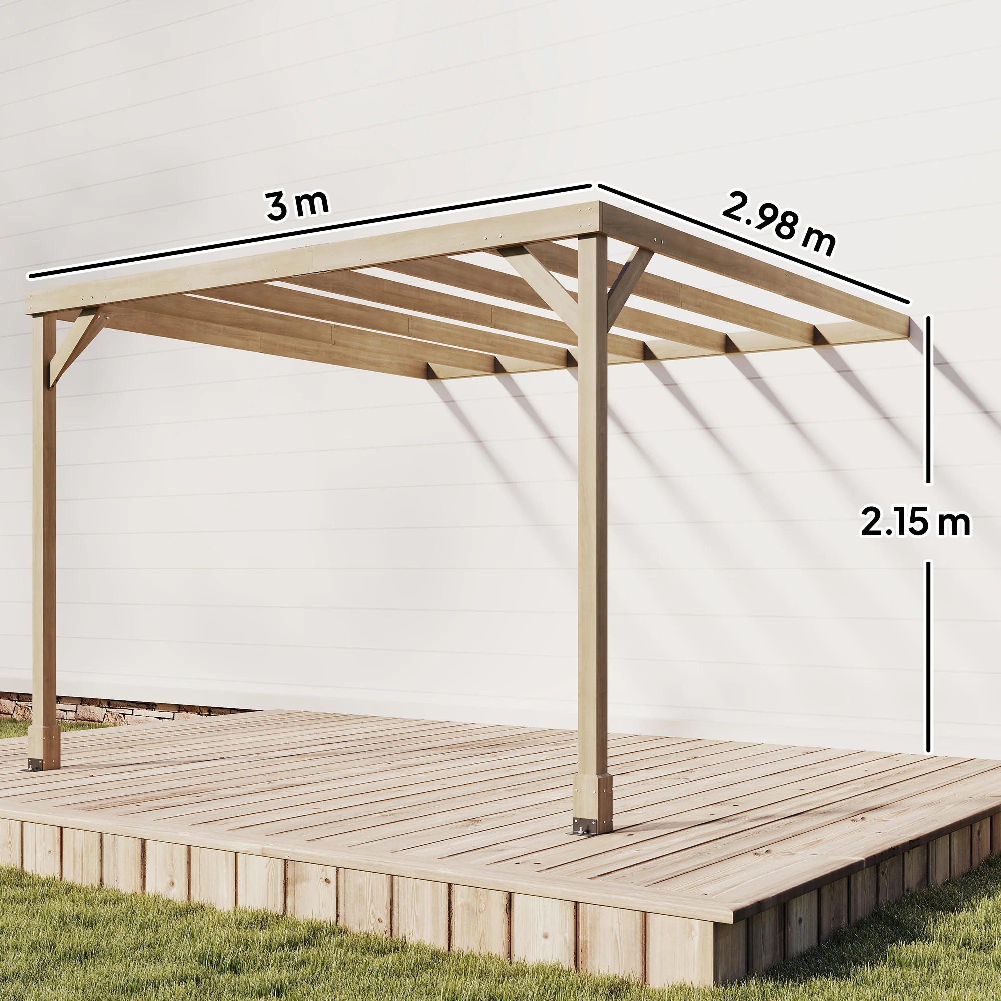 Outsunny Lean-To Wooden Pergola Kit, Grape Trellis with Stable Structure - Image 3