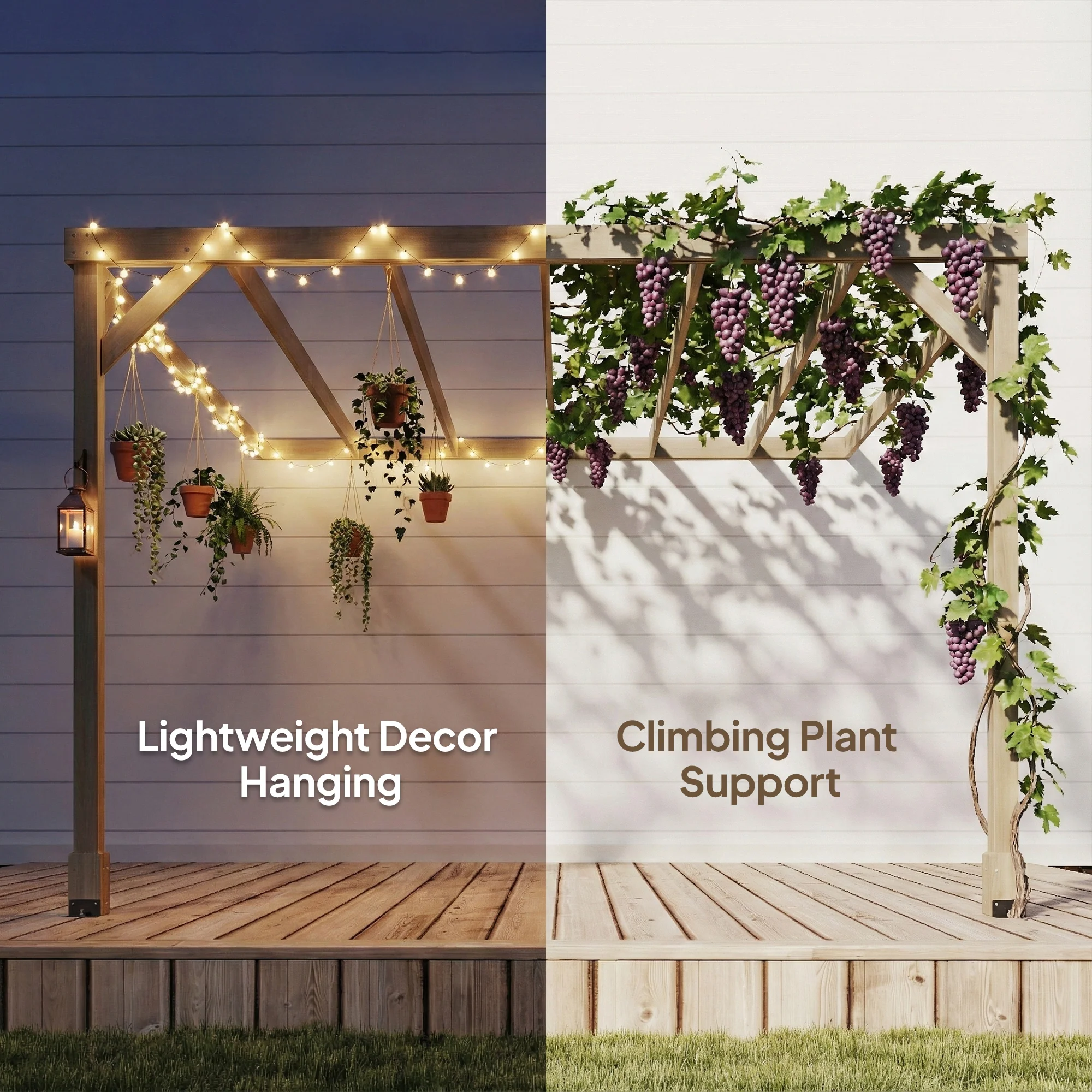 Outsunny Lean-To Wooden Pergola Kit, Grape Trellis with Stable Structure - Image 7