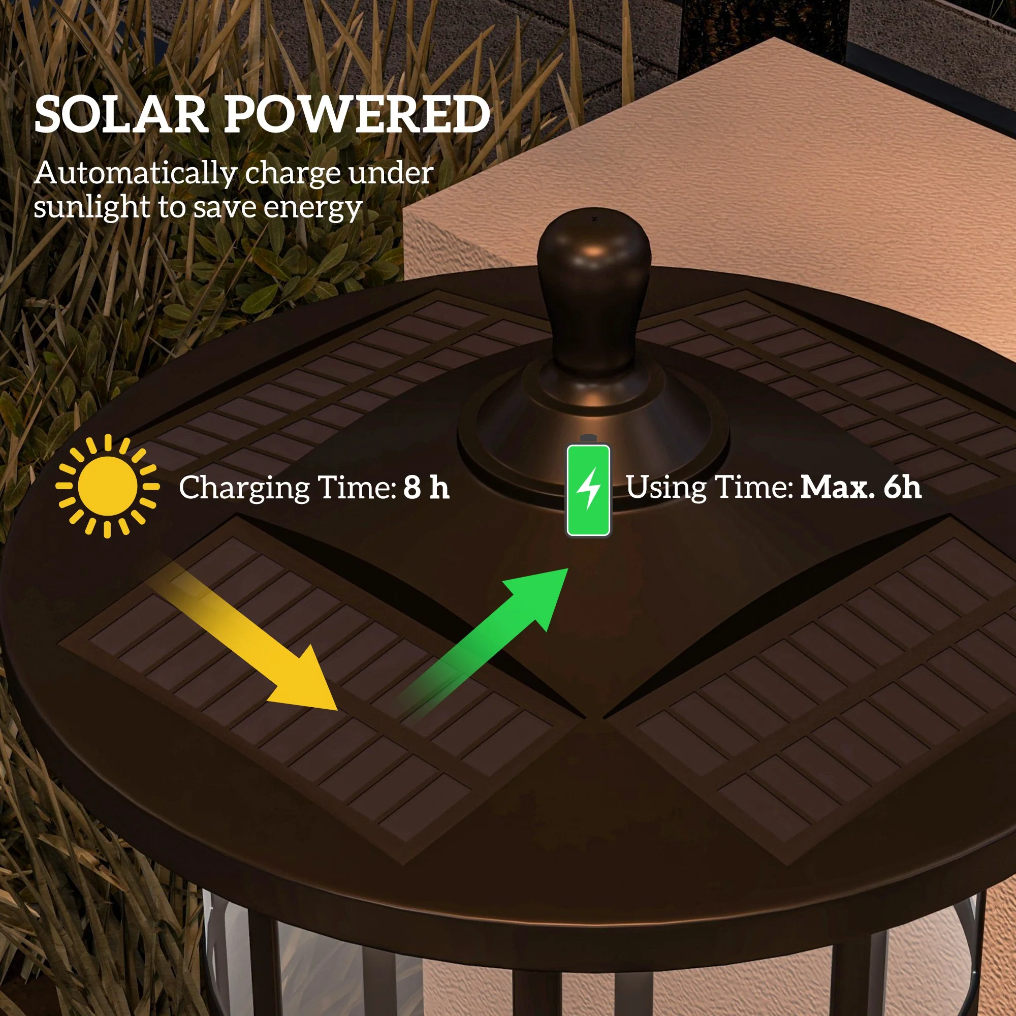 Outsunny LED Outdoor Solar Post Lights, Waterproof IP44, Cool White, 2 Pack - Image 3