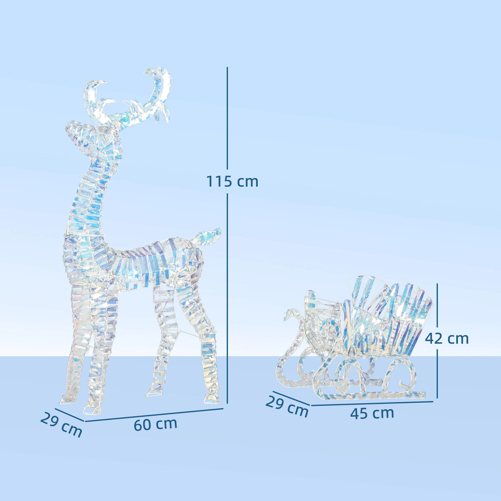 Outsunny Lighted Christmas Reindeer with Sleigh, Waterproof Holiday Decor - Image 3