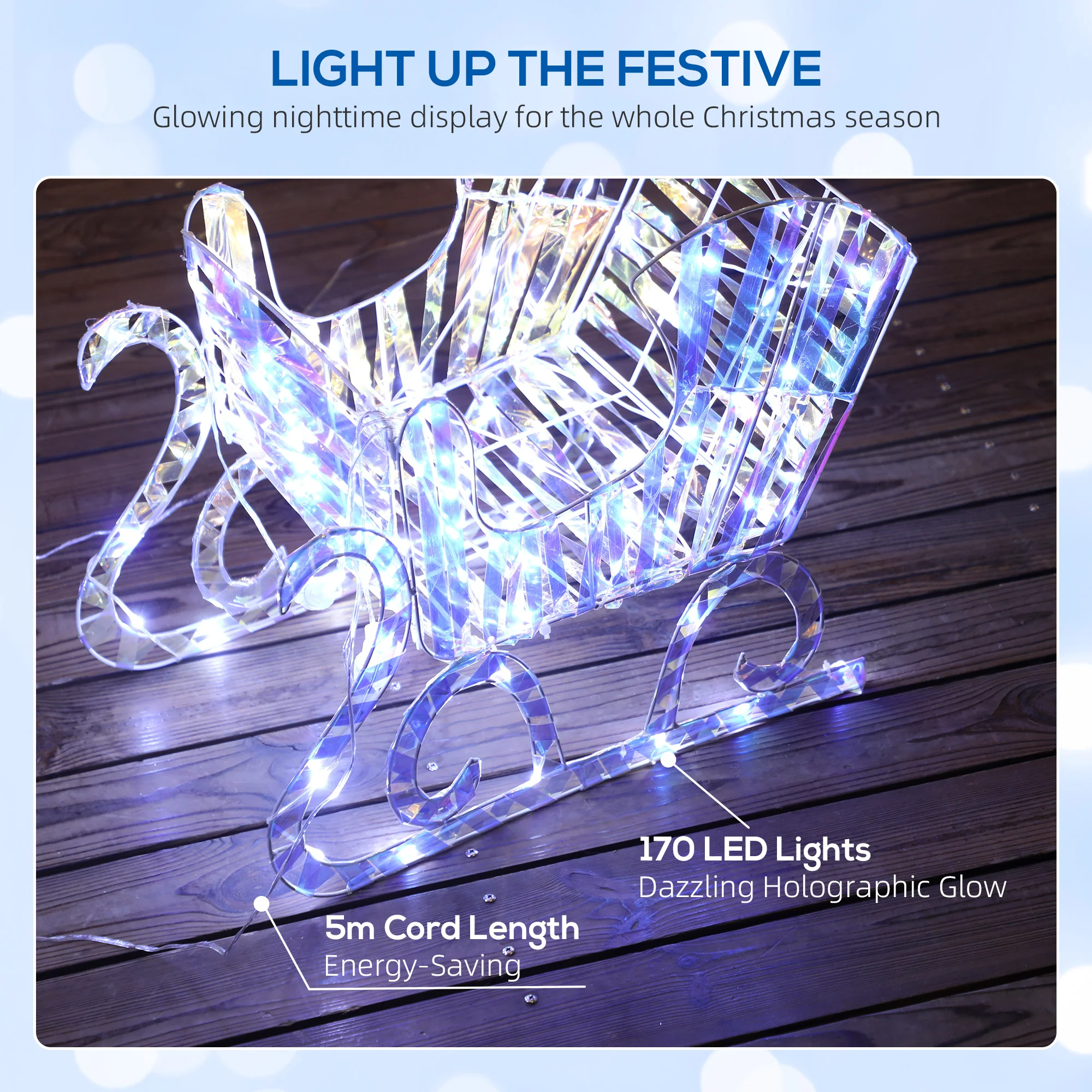 Outsunny Lighted Christmas Reindeer with Sleigh, Waterproof Holiday Decor - Image 5