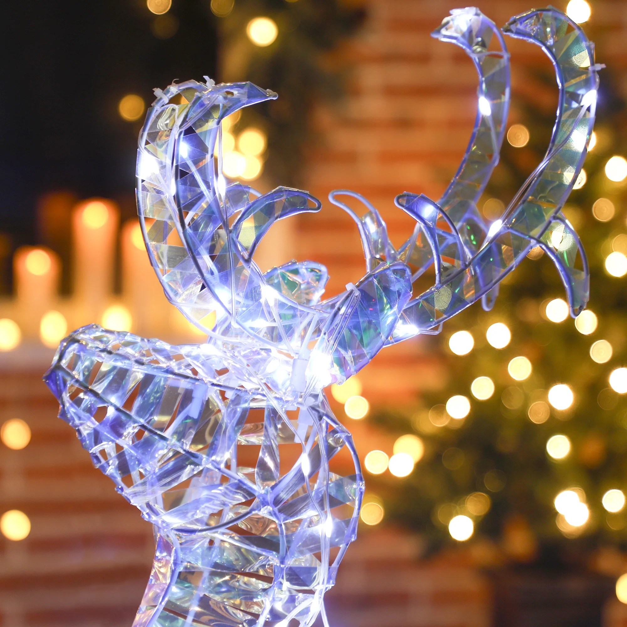 Outsunny Lighted Christmas Reindeer with Sleigh, Waterproof Holiday Decor - Image 9