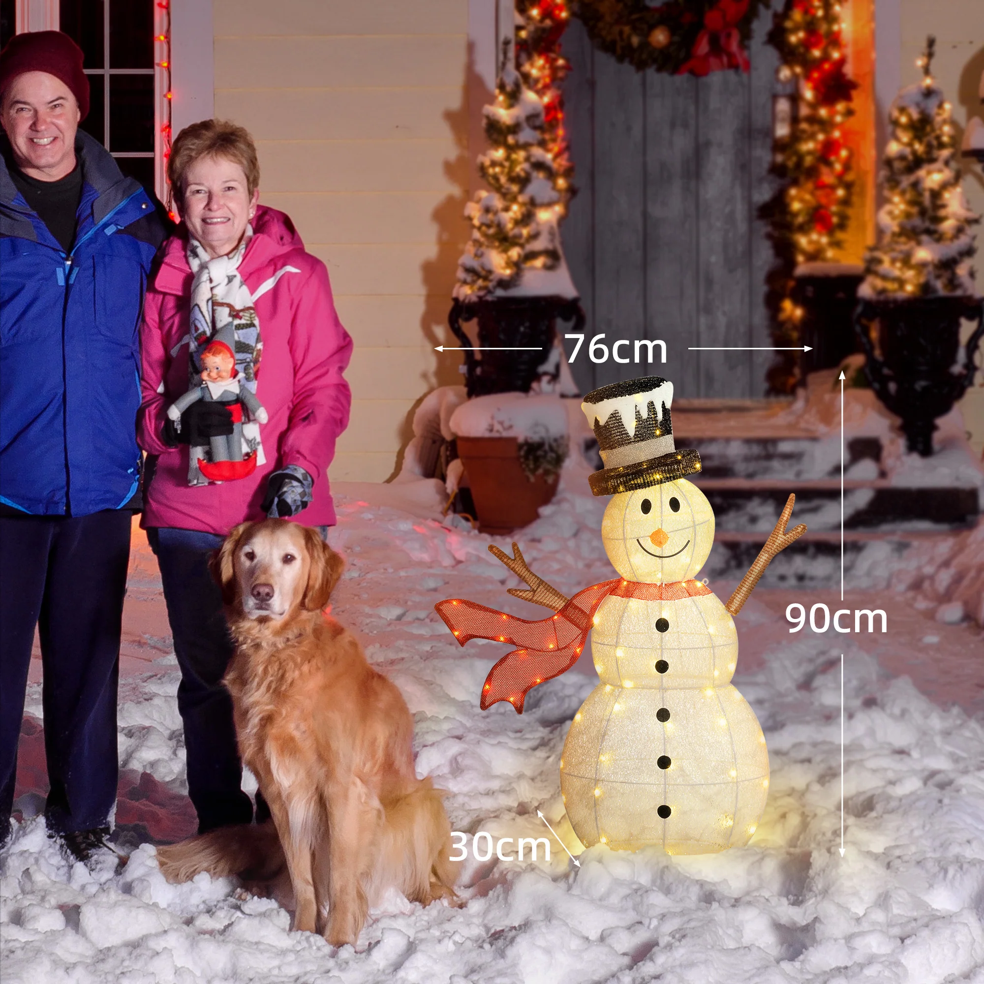 Outsunny Lighted Christmas Snowman Waterproof Outdoor Christmas Decorations - Image 5