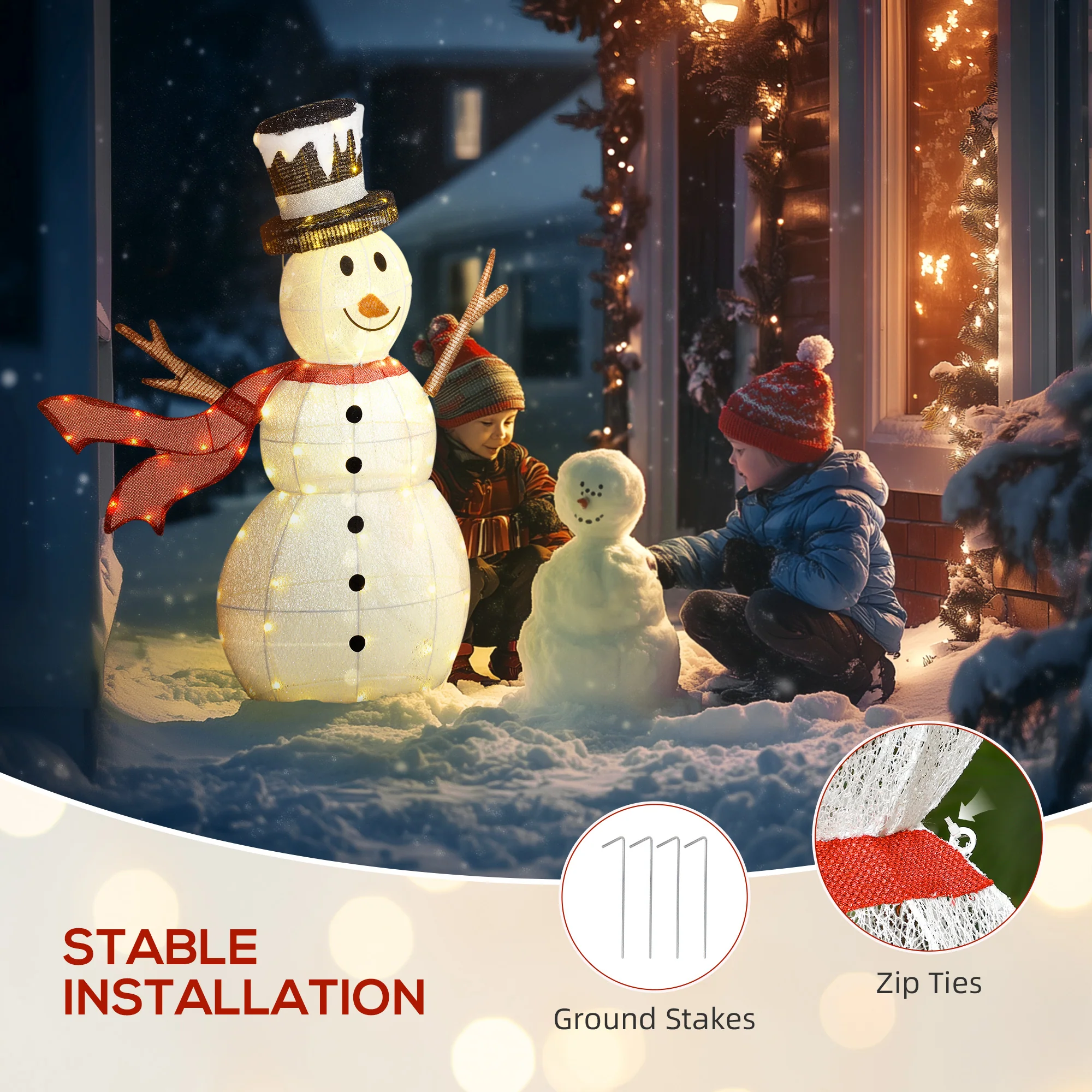 Outsunny Lighted Christmas Snowman Waterproof Outdoor Christmas Decorations - Image 7