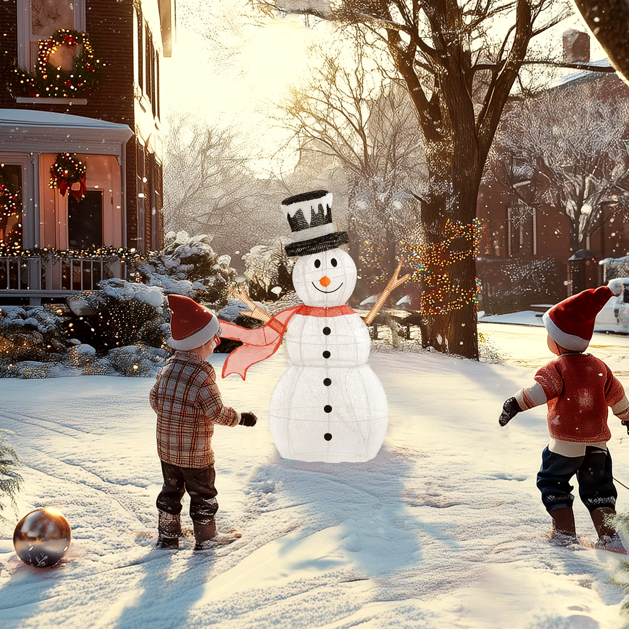Outsunny Lighted Christmas Snowman Waterproof Outdoor Christmas Decorations - Image 9