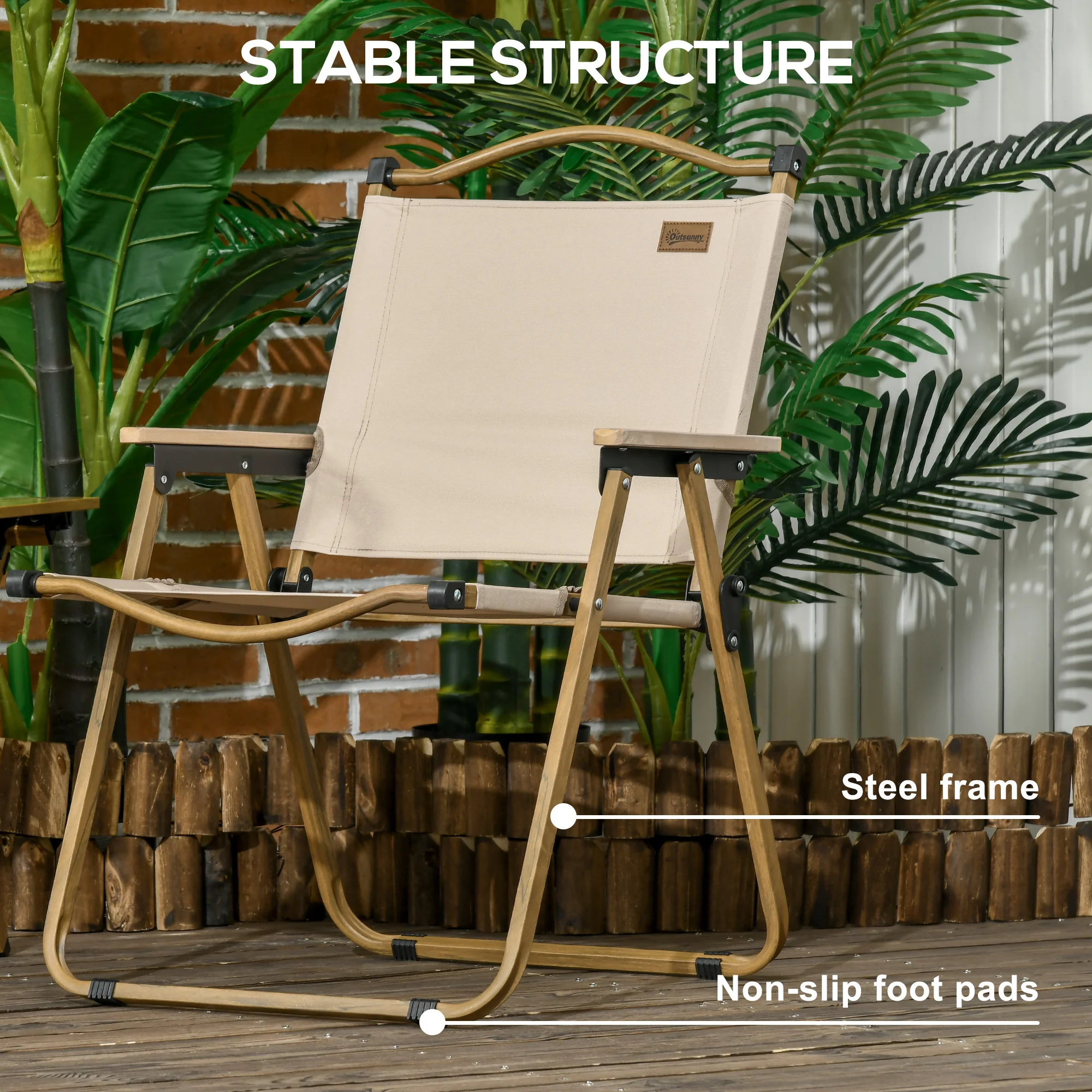 Outsunny Lightweight Portable Folding Chair For Camping, Fishing, Khaki - Image 16